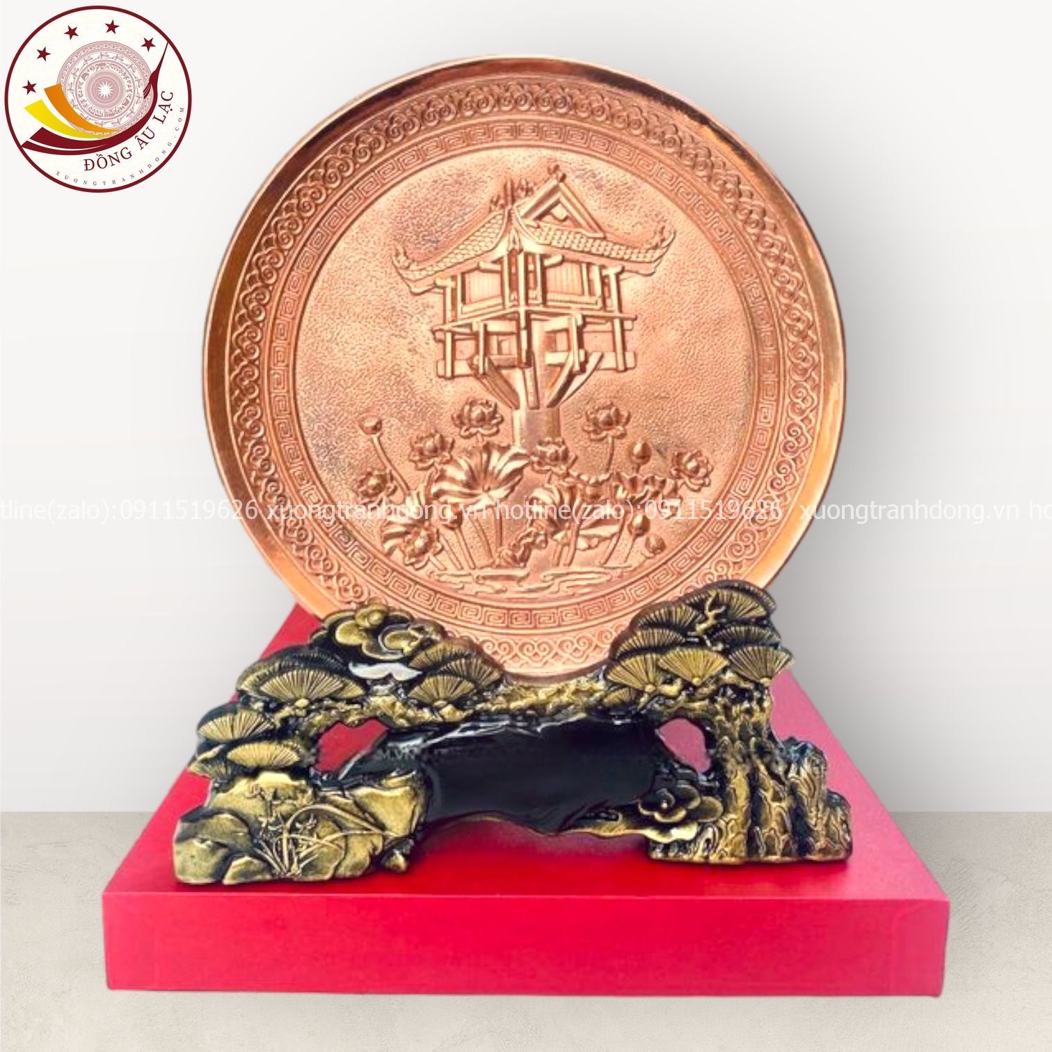 tranh qua tang danh lam chua mot cot dong do de ban duong kinh 20cm xuong tranh dong