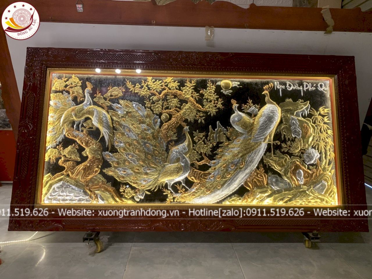 tranh ngoc duong phu quy dong vang dat vang bac khung duc kich thuoc 1m7x90cm