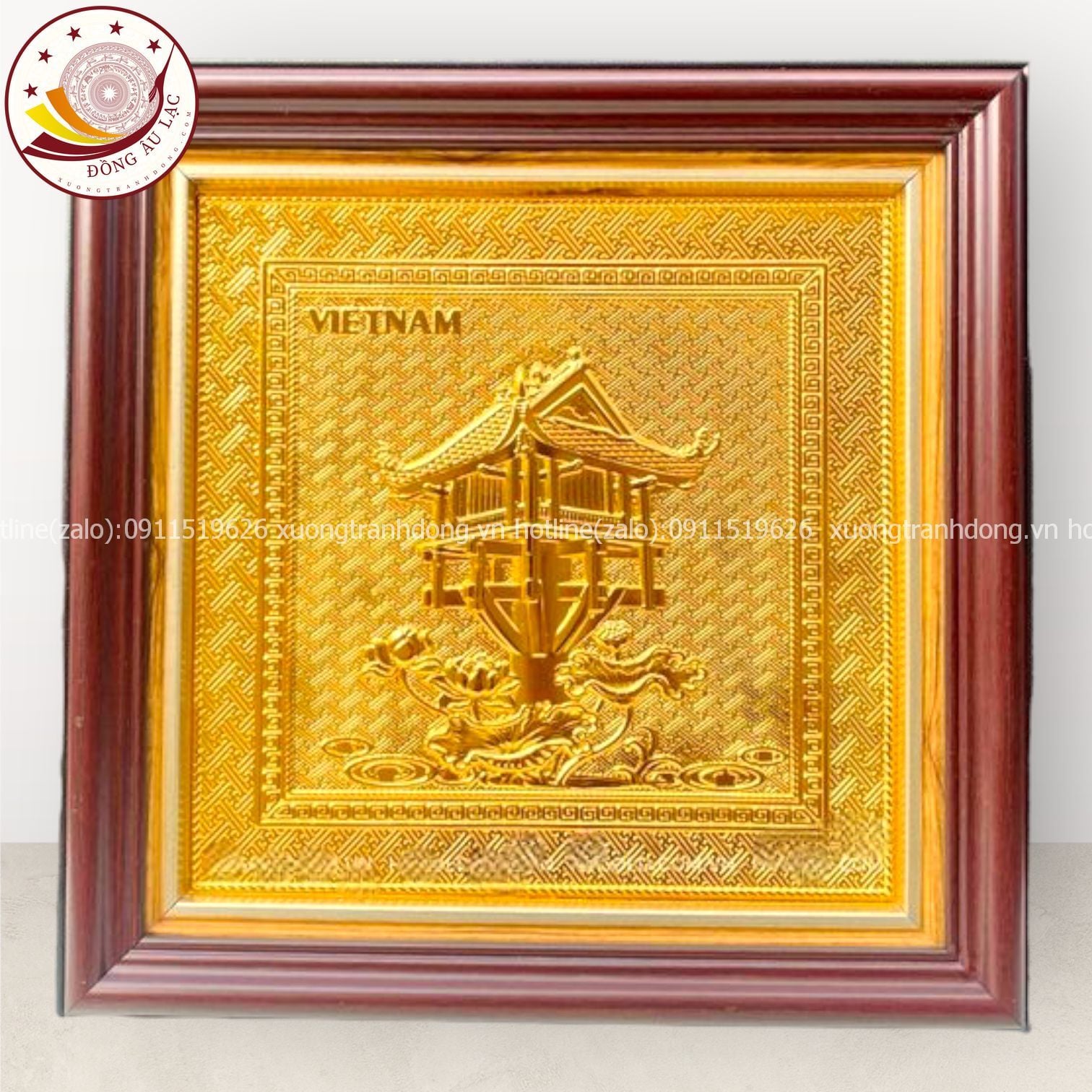 tranh qua tang danh lam chua mot cot dong vang ma vang 24k de ban kich thuoc 30x30cm mau 2 xuong tranh dong