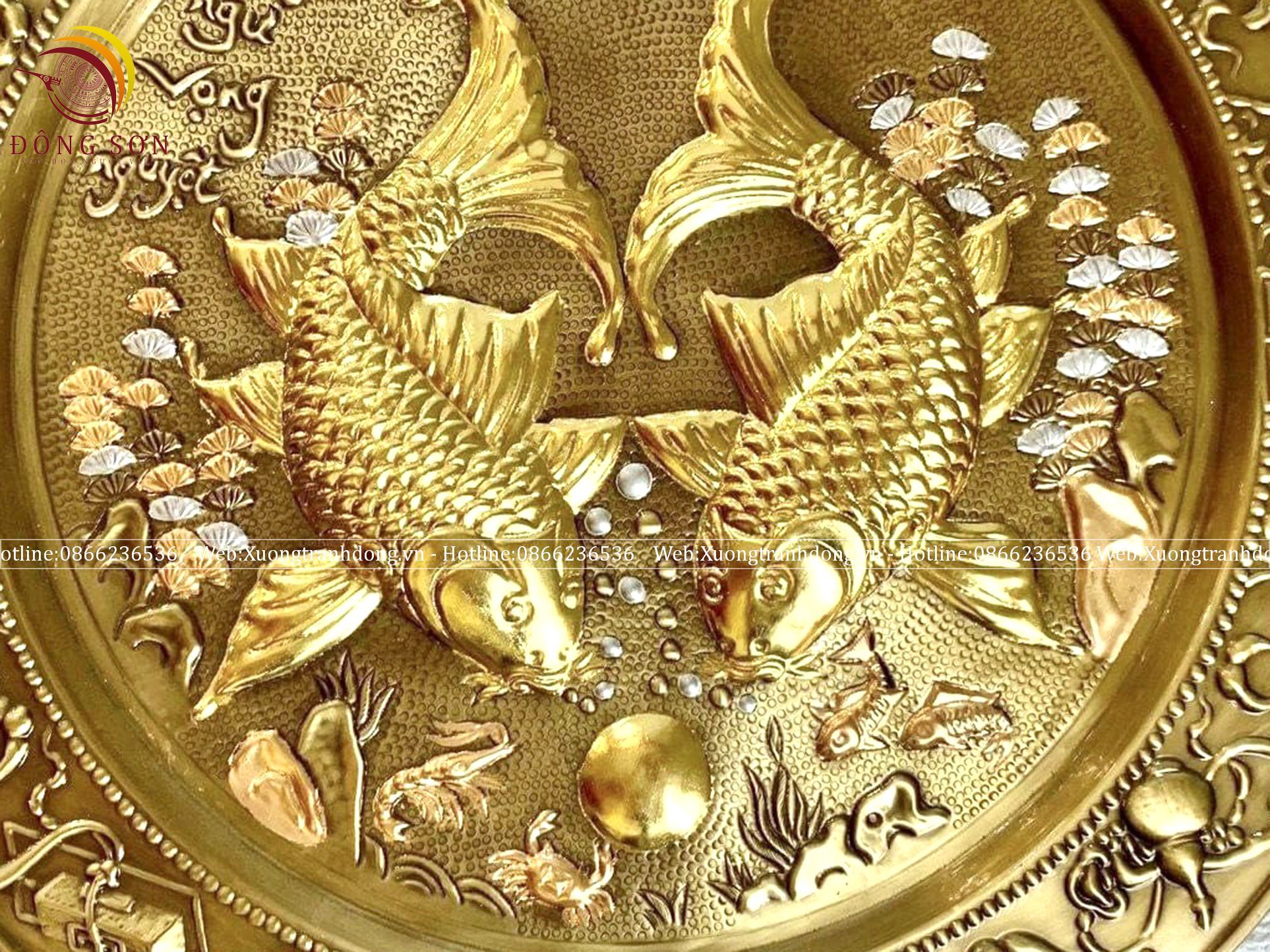 tranh mam ly ngu vong nguyet bang dong vang duong kinh 52cm dat vang bac