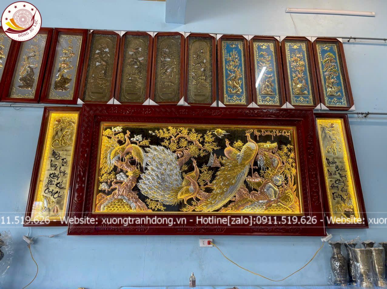 tranh ngoc duong phu quy dong vang dat vang bac khung duc hoa van kich thuoc 2m3x1m2