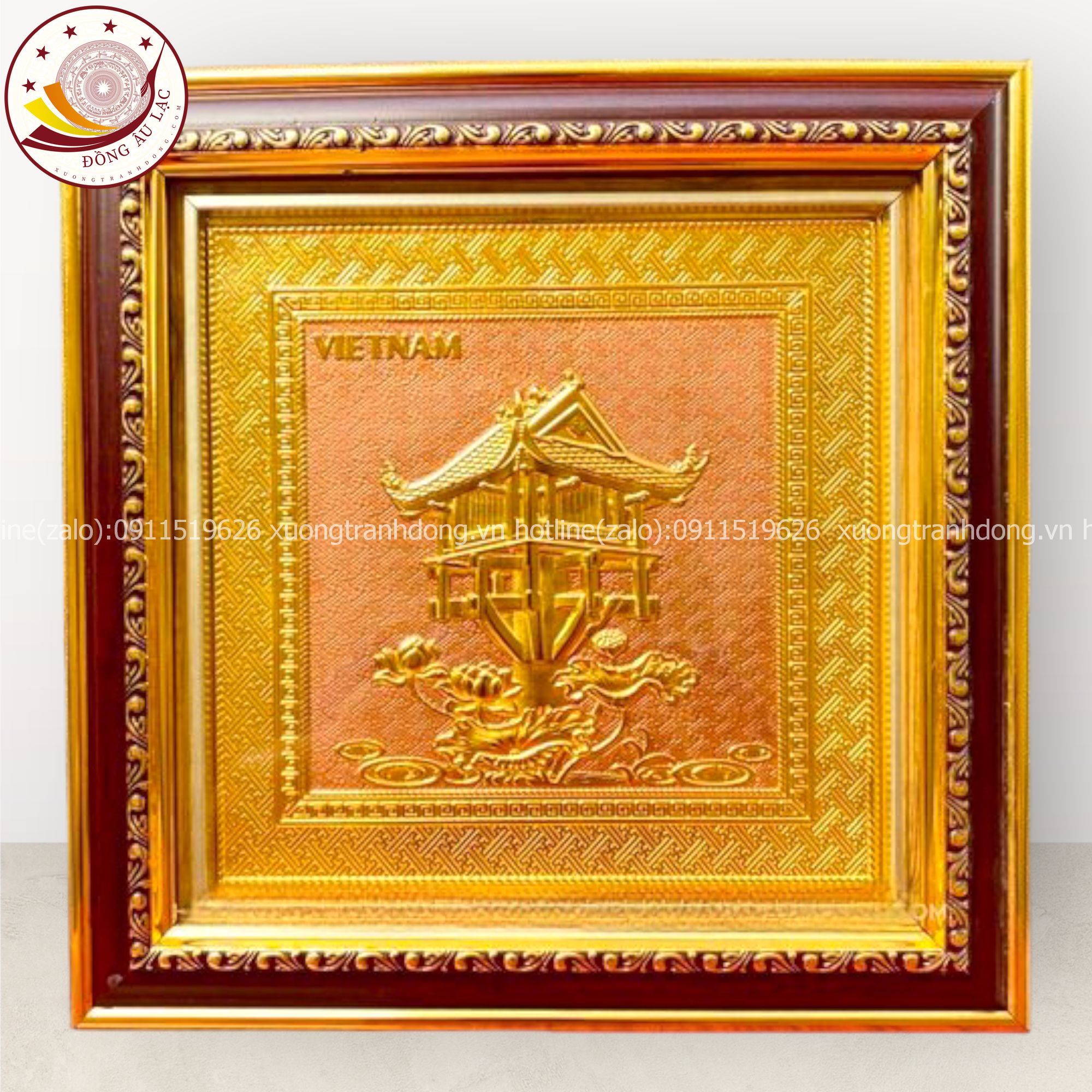 tranh qua tang danh lam chua mot cot dong vang ma vang 24k de ban kich thuoc 30x30cm mau 3 xuong tranh dong