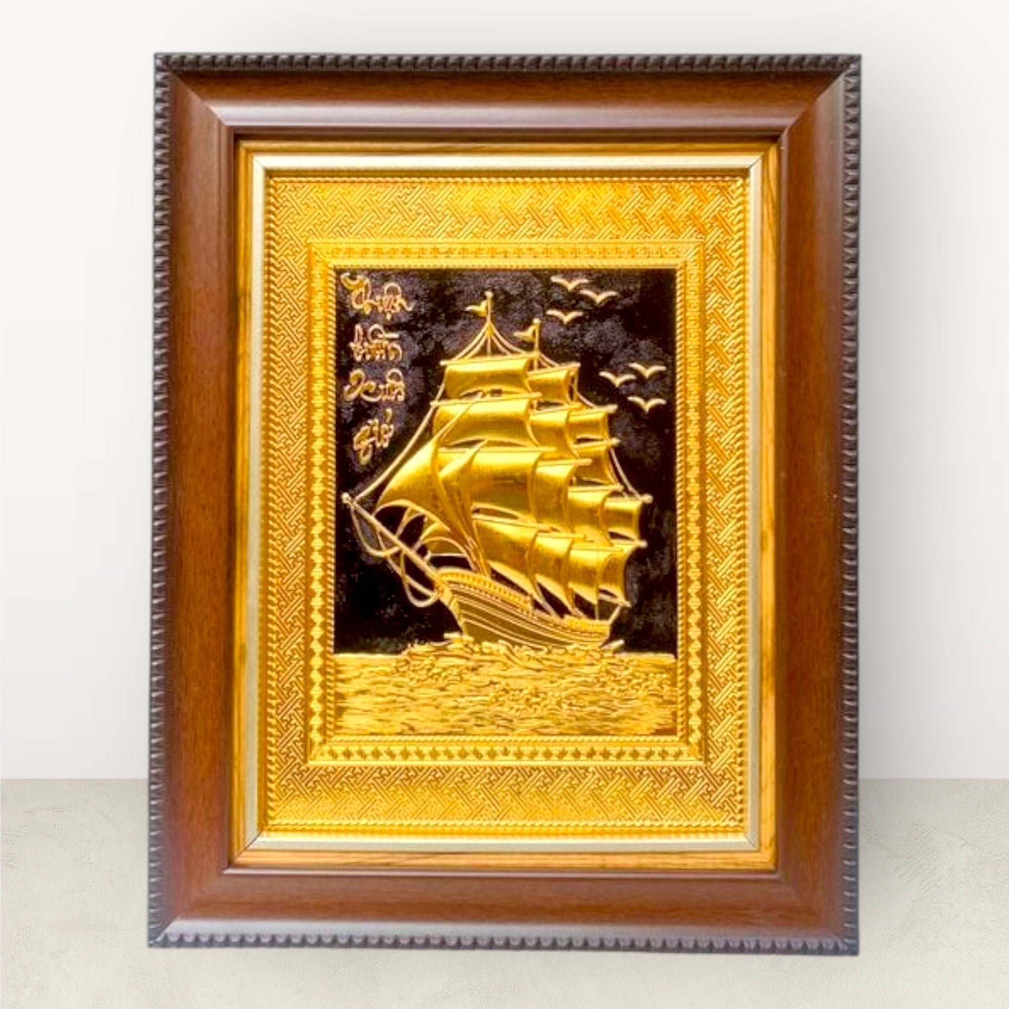 tranh qua tang thuan buom xuoi gio dong vang dat vang kich thuoc 28x34cm mau 4 xuong tranh dong