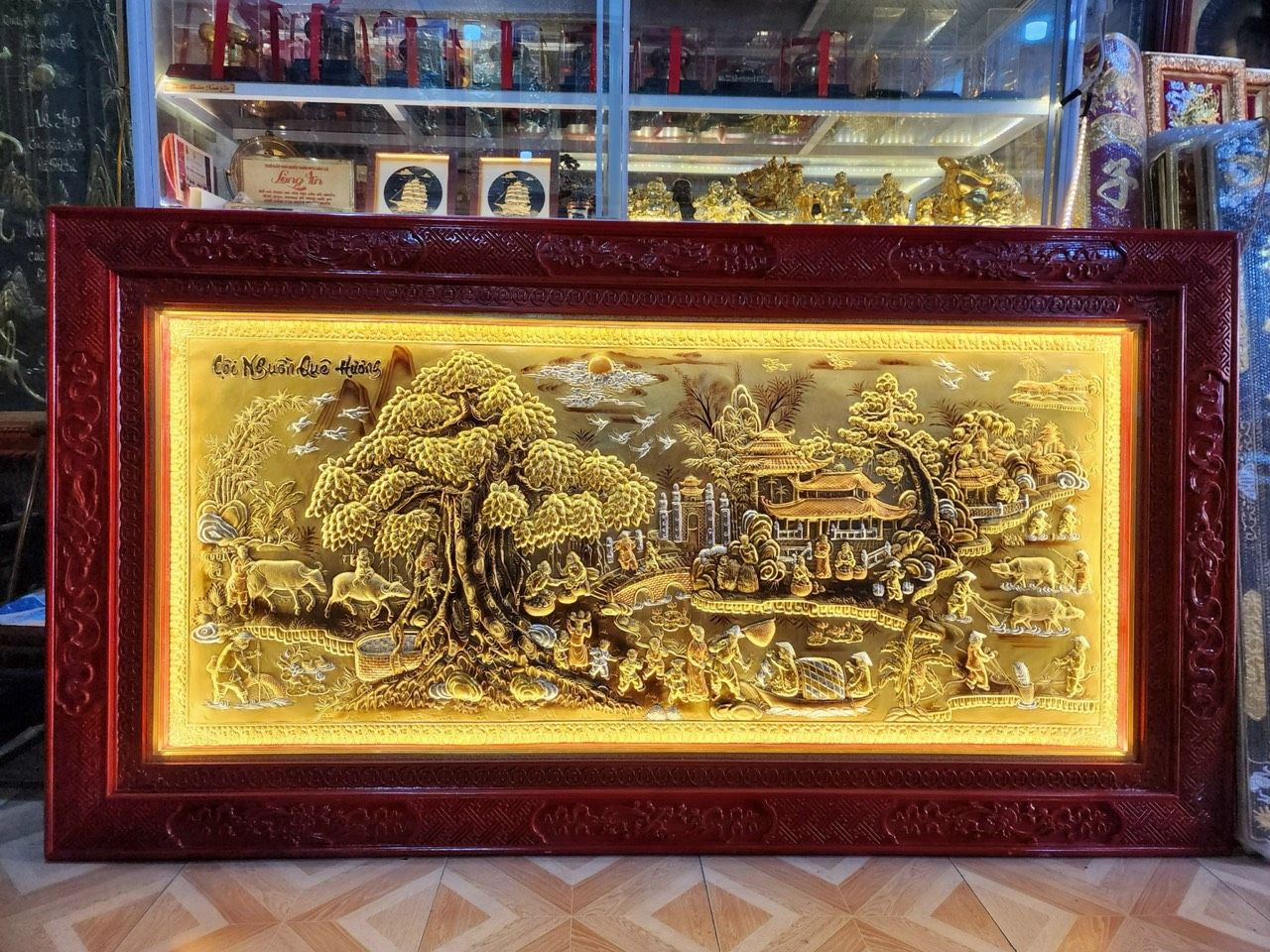 tranh coi nguon que huong dong vang dat vang bac khung duc hoa van kich thuoc 2m3x1m2 xuong tranh dong