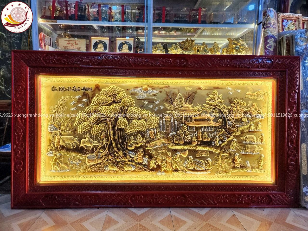 tranh coi nguon que huong dong vang dat vang bac khung duc hoa van kich thuoc 2m3x1m2 xuong tranh dong