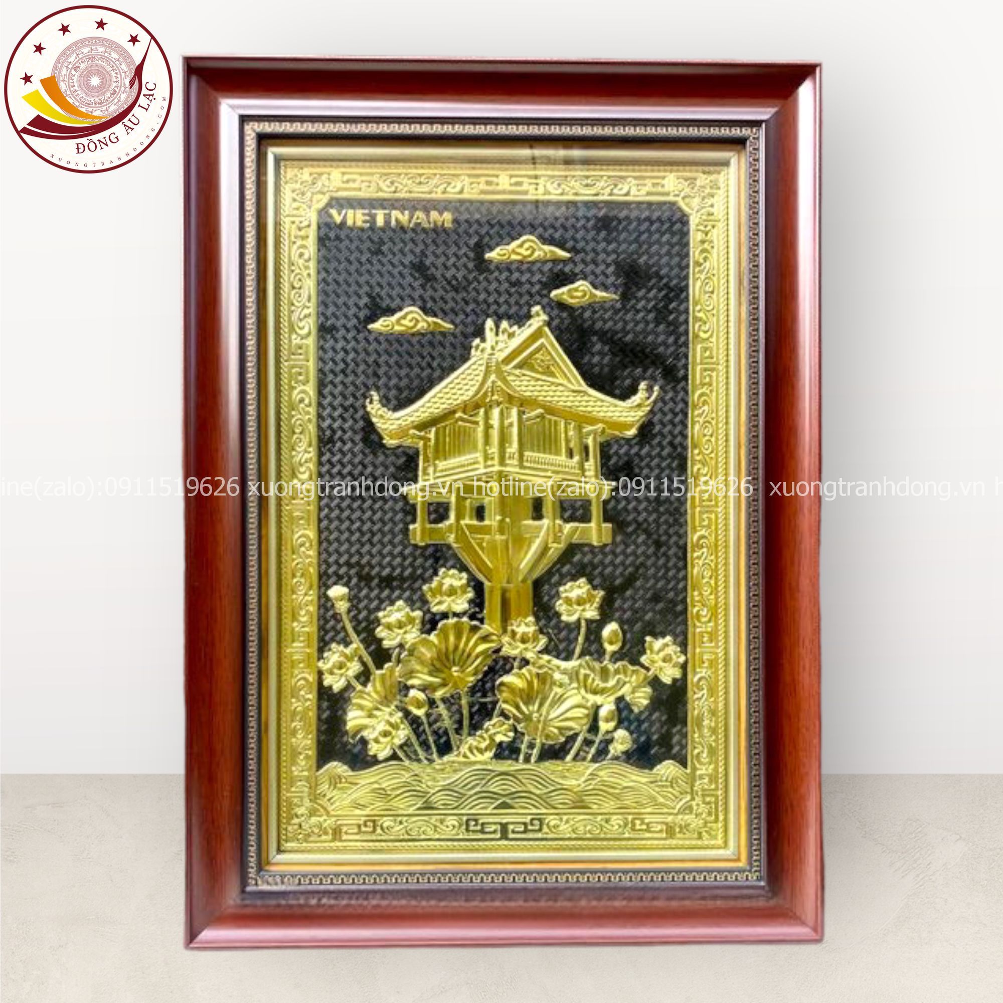 tranh qua tang danh lam chua mot cot dong vang de ban kich thuoc 48x68cm mau 1 xuong tranh dong