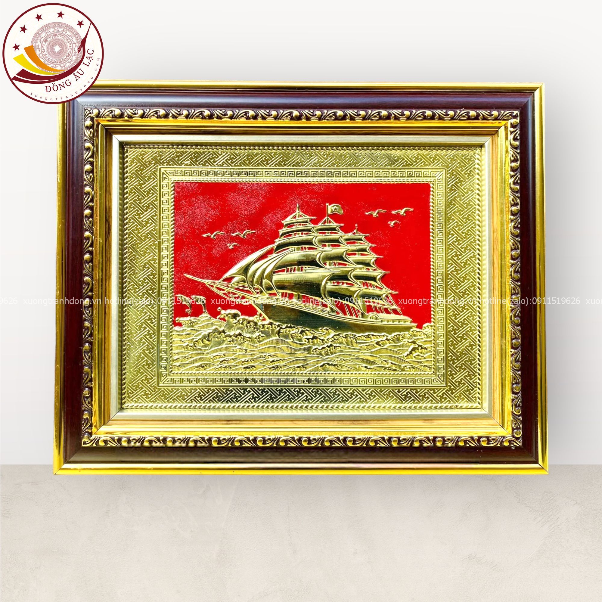 tranh qua tang thuan buom xuoi gio dong vang kich thuoc 28x34cm mau 9 xuong tranh dong