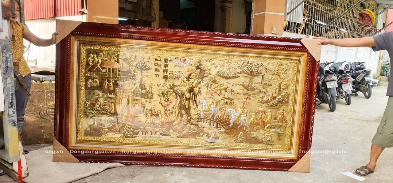 tranh vinh quy bai to bang dong vang xuoc gia co kich thuoc 1m7x90cm