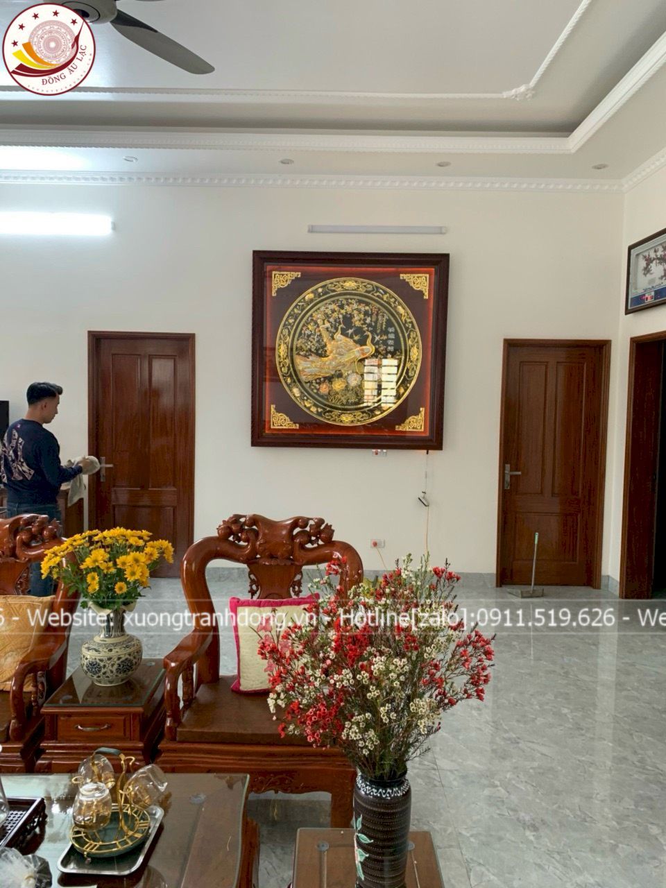 tranh vinh hoa phu quy bang dong vang dat vang bac kich thuoc 1m27x1m27 xuong tranh dong
