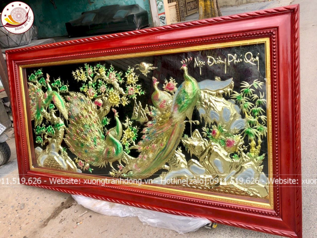 tranh ngoc duong phu quy dong vang dat vang bac kich thuoc 2m3x1m2