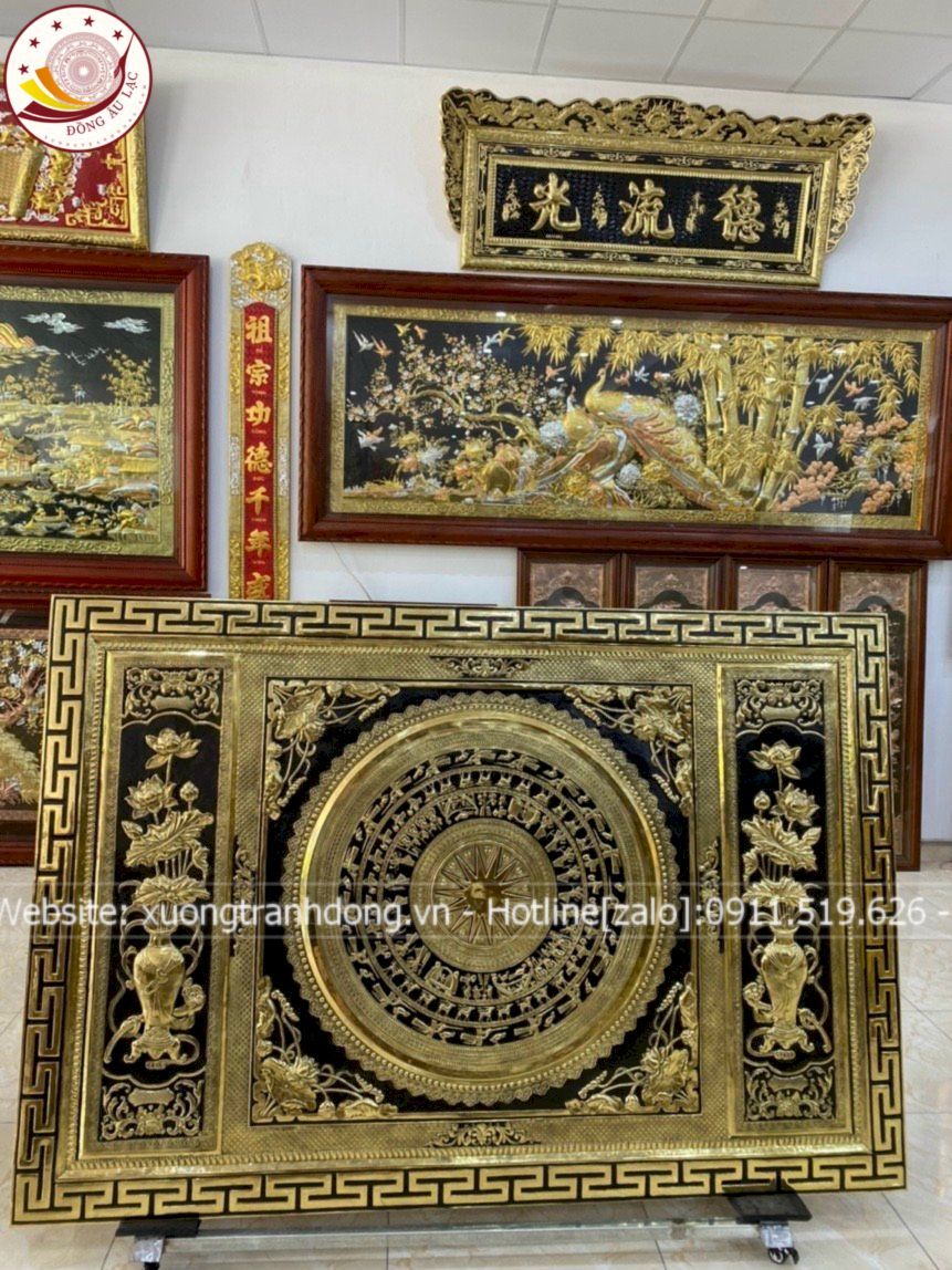 tranh trong dong dong vang luc binh hoa sen kich thuoc 1m67x1m07 xuong tranh dong