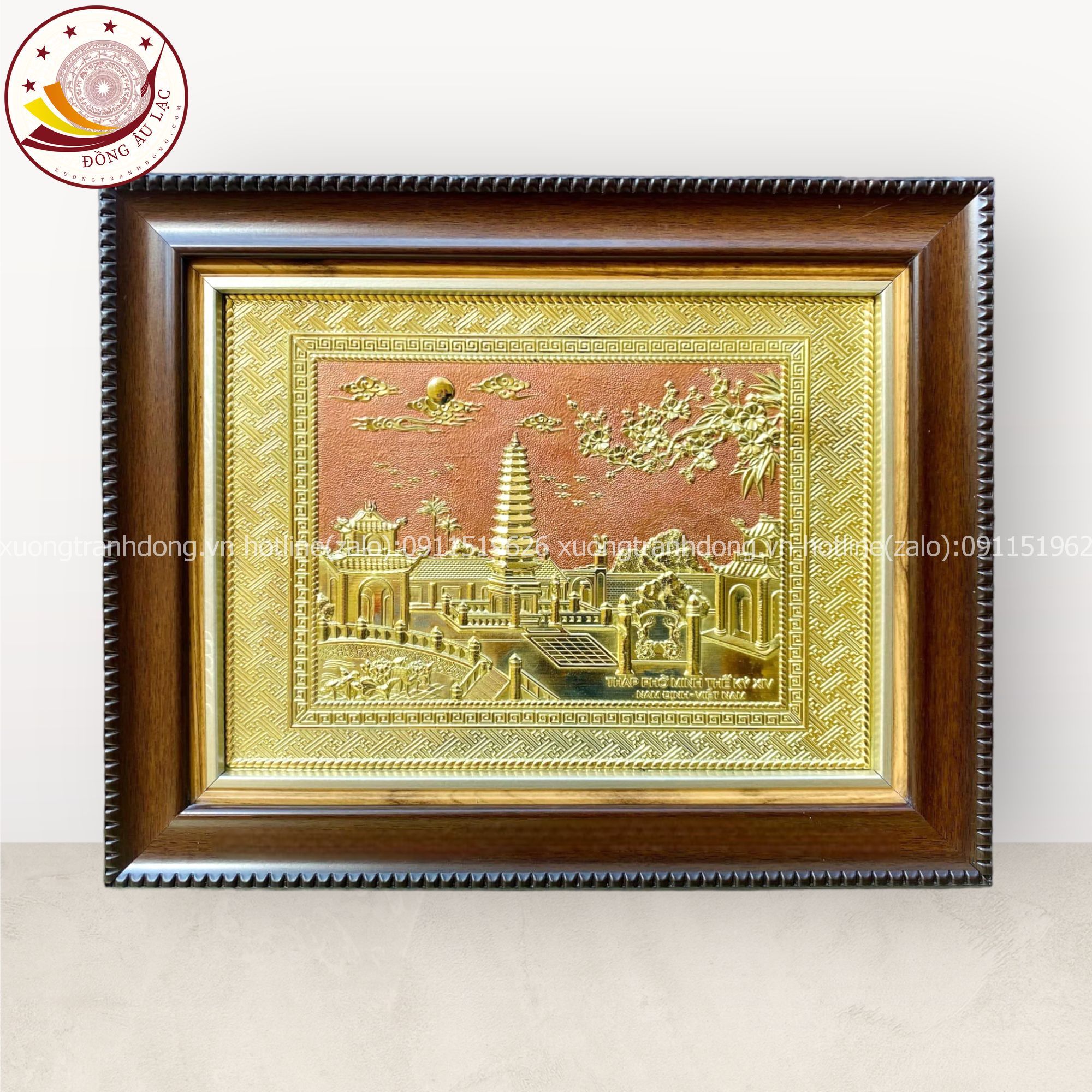 tranh qua tang danh lam thap pho minh the ki xiv bang dong vang kich thuoc 28x34cm mau 2 xuong tranh dong