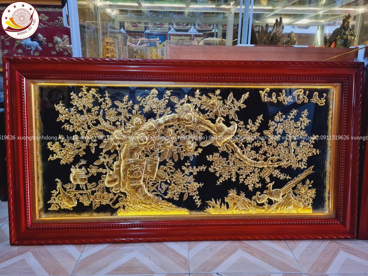 tranh vinh hoa phu quy bang dong vang dat vang bac kich thuoc 90cmx170cm xuong tranh dong