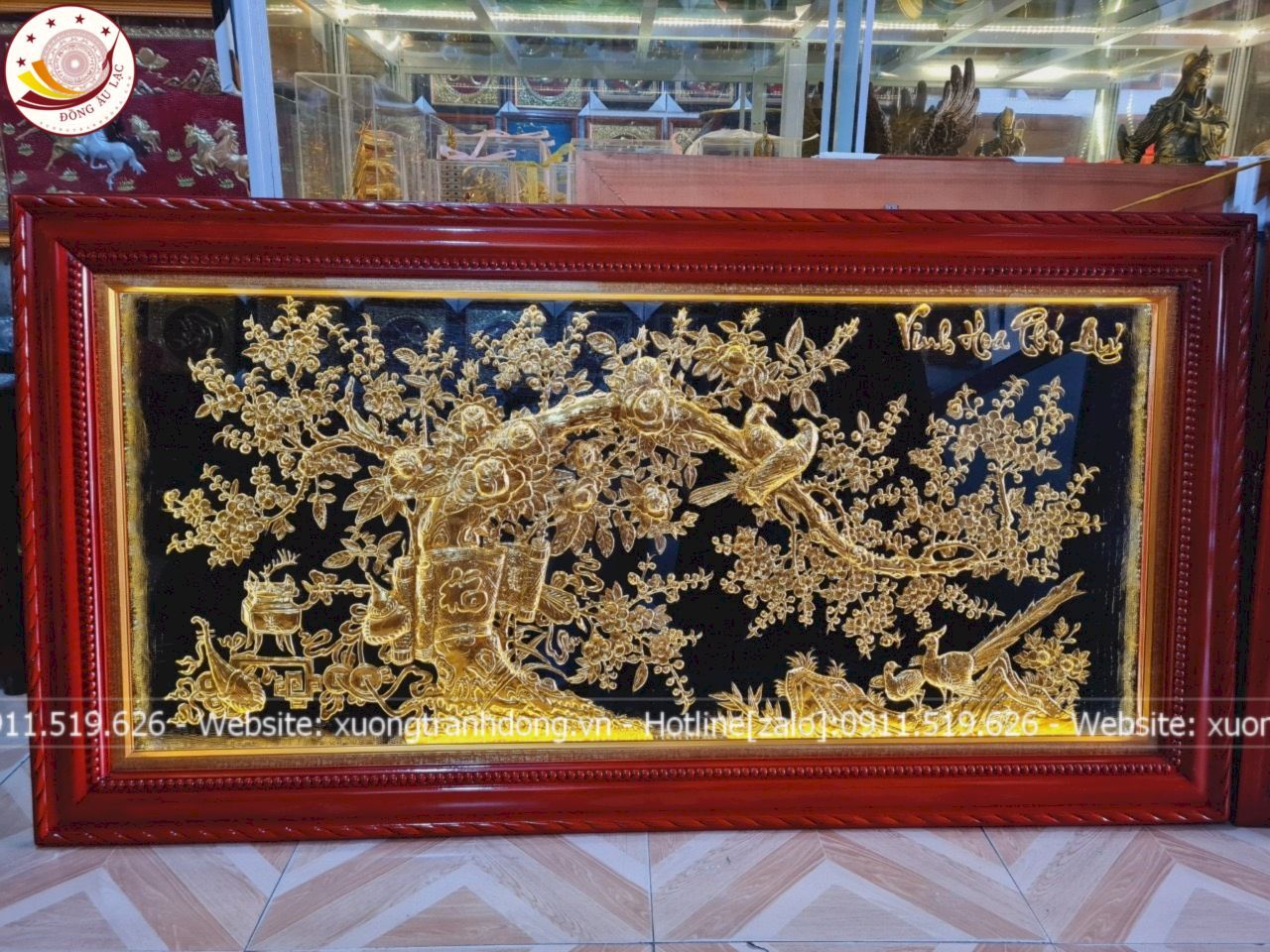 tranh vinh hoa phu quy bang dong vang dat vang kich thuoc 1m7x90cm xuong tranh dong