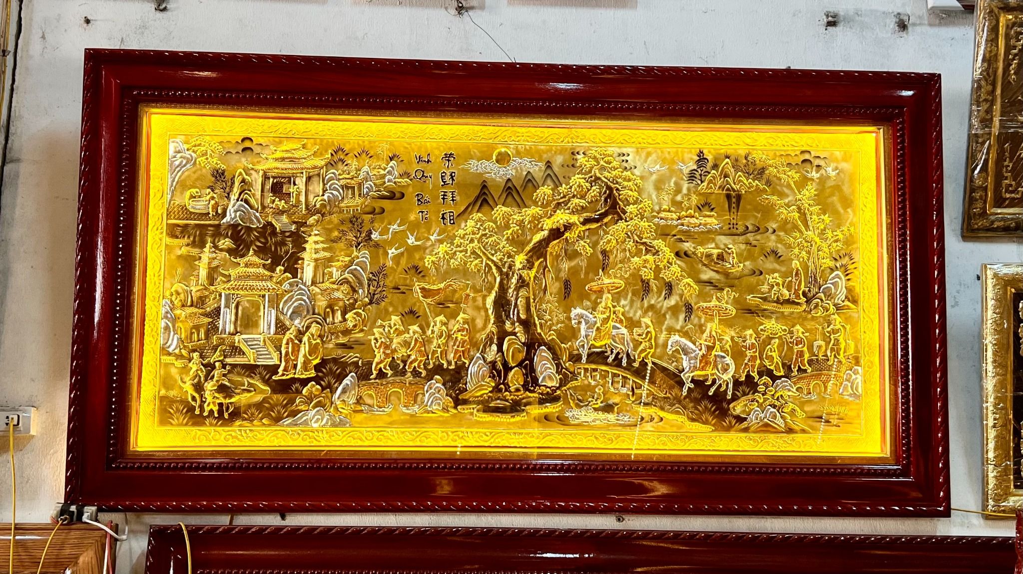 tranh vinh quy bai to dong vang nen xuoc dat vang kich thuoc 170cmx90cm xuong tranh dong