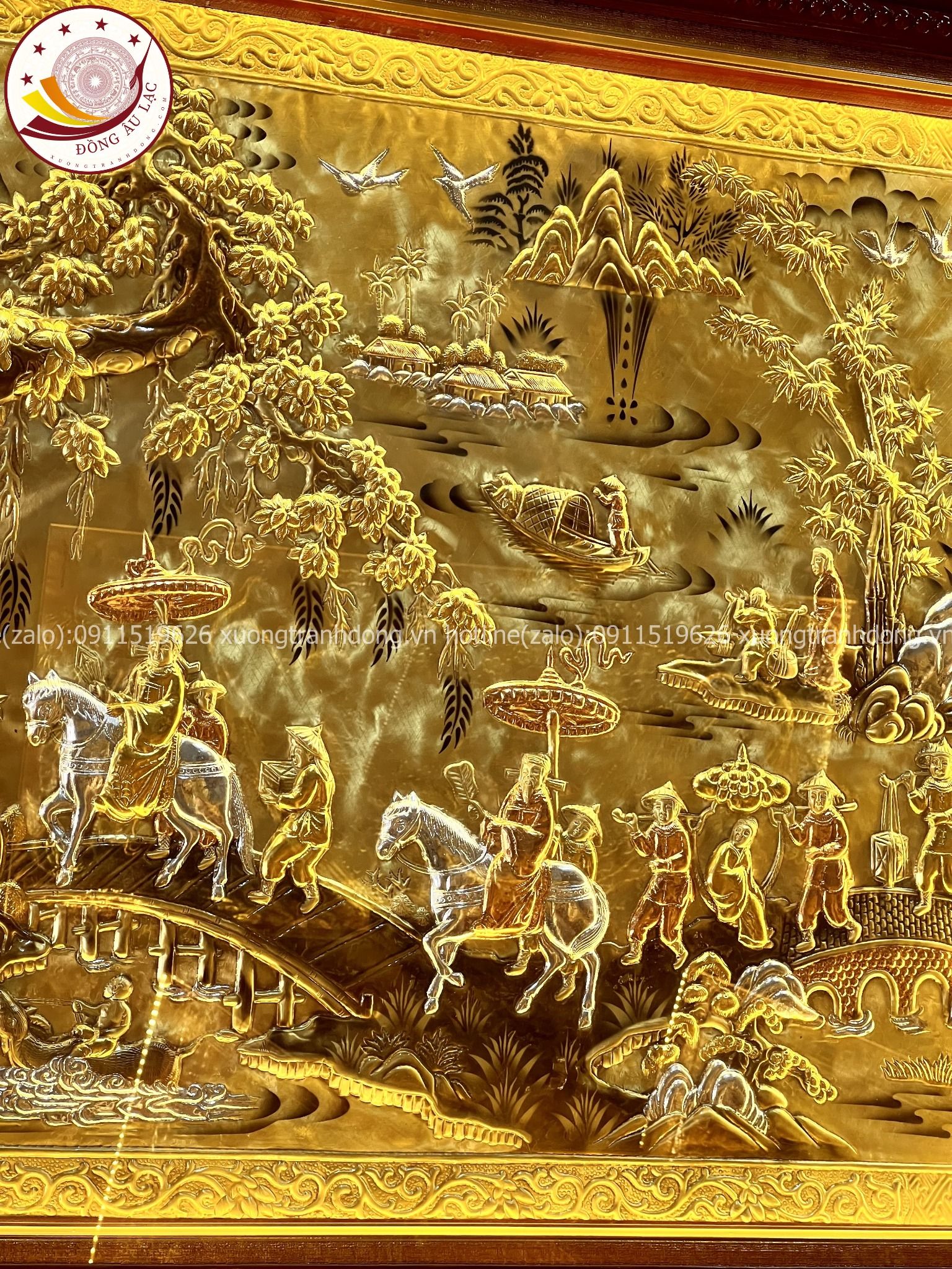 tranh vinh quy bai to dong vang nen xuoc dat vang kich thuoc 170cmx90cm xuong tranh dong