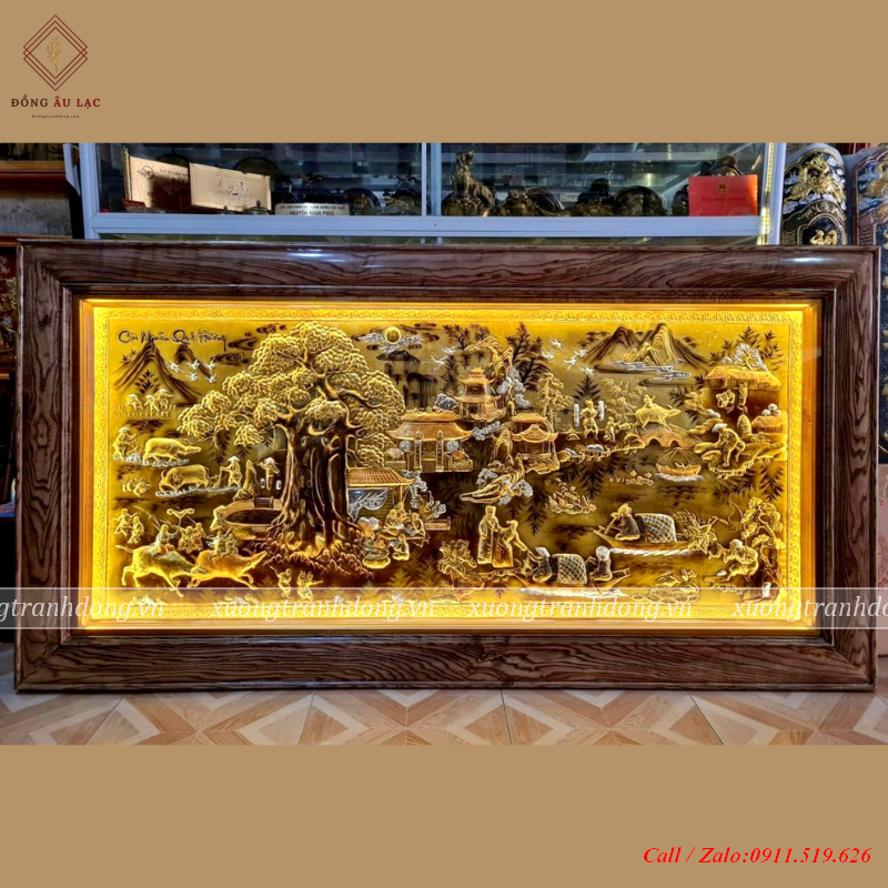 tranh coi nguon que huong bang dong vang xuoc dat vang bac kich thuoc 2m3 1m2 go gia oc cho