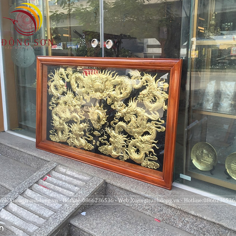 tranh cuu long tranh chau dong vang kich thuoc 81x155cm khung go doi