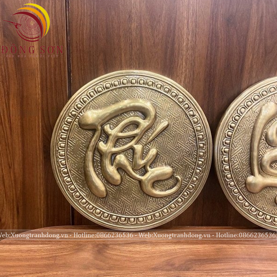 tranh chu phuc loc tho dong vang duong kinh 38cm mau hun gia co