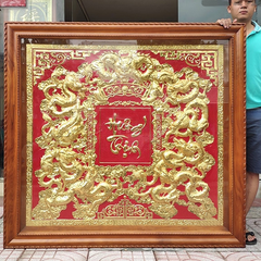 tranh cuu long hung thinh dong vang kich thuoc 136x136cm ma vang 24k khung go do
