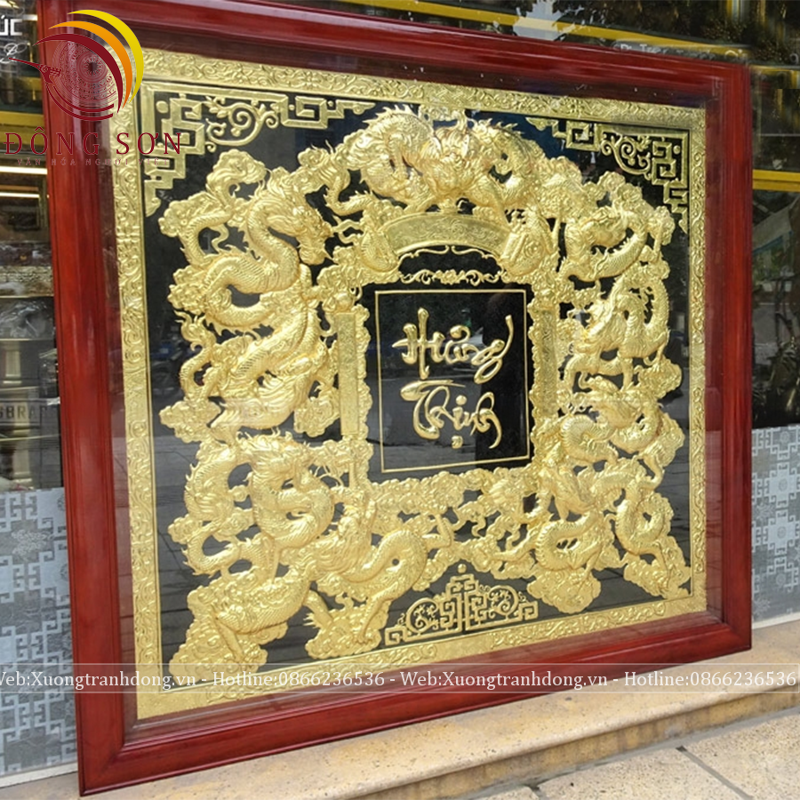 tranh cuu long hung thinh dong vang kich thuoc 127x133cm khung go soi