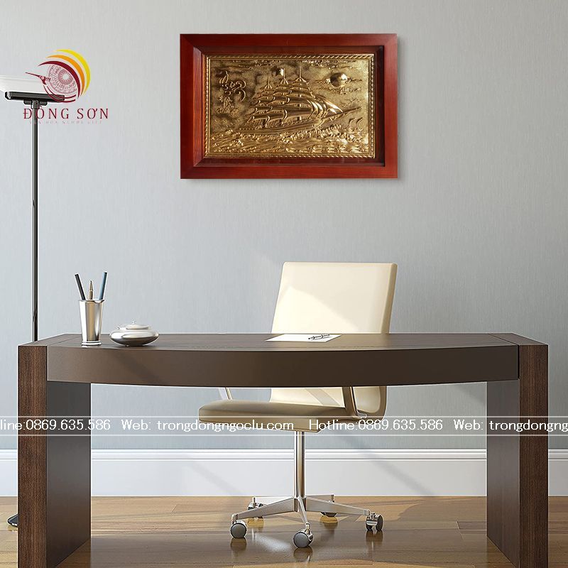 tranh thuan buom xuoi gio bang dong ma vang 24k cao cap tranh qua tang kich thuoc 54cm x 38cm