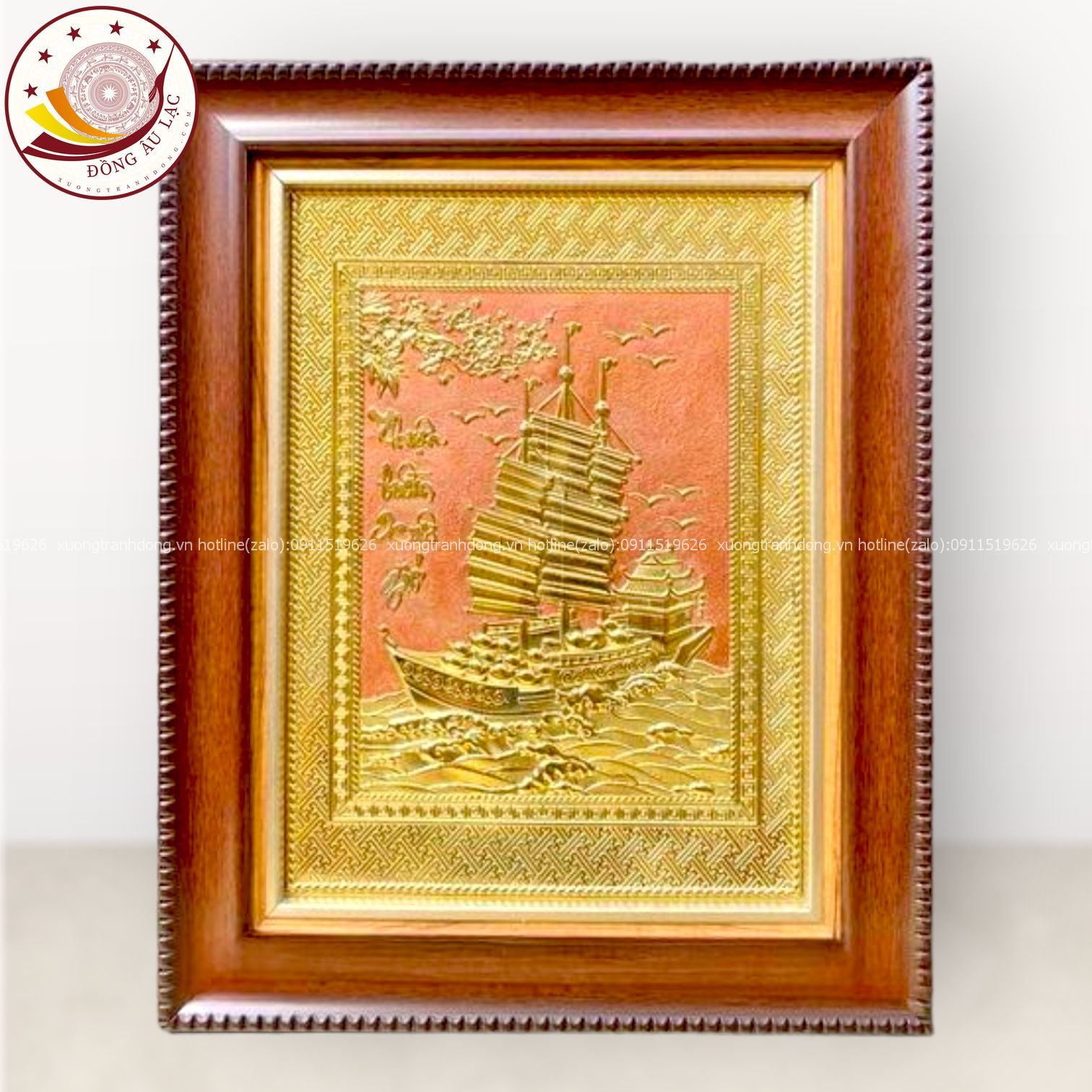 tranh qua tang thuan buom xuoi gio dong vang kich thuoc 28x34cm mau 5 xuong tranh dong