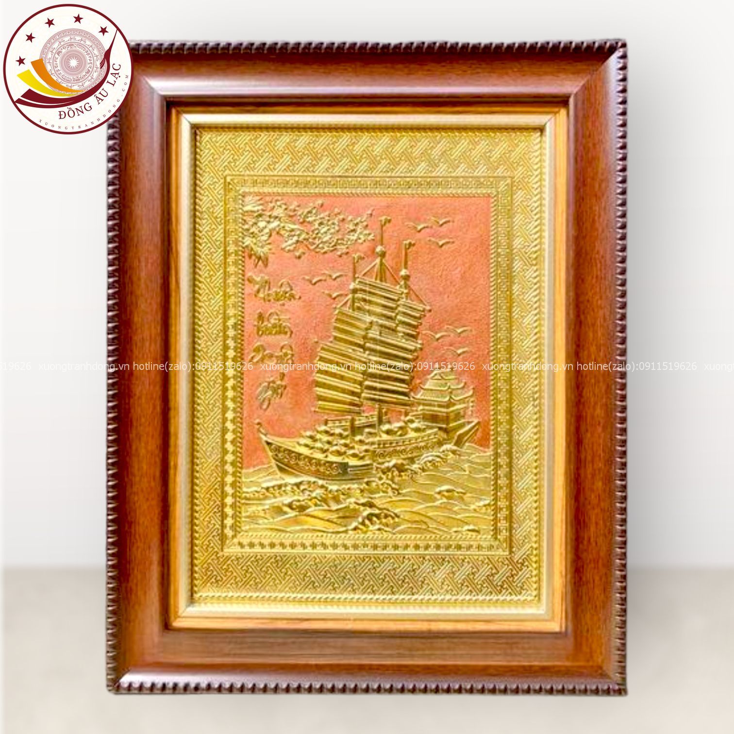 tranh qua tang thuan buom xuoi gio dong vang kich thuoc 28x34cm mau 2 xuong tranh dong