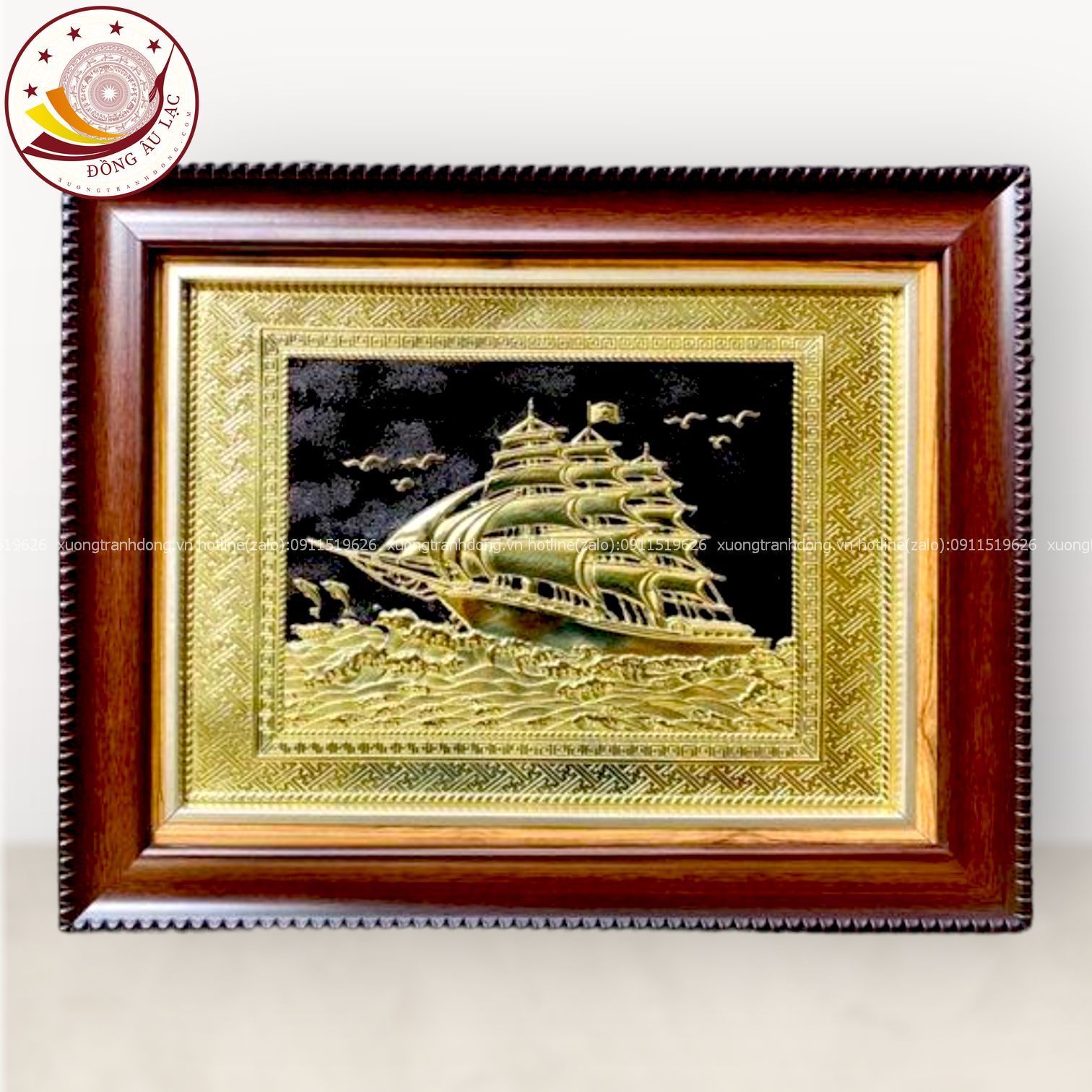 tranh qua tang thuan buom xuoi gio dong vang kich thuoc 28x34cm mau 10 xuong tranh dong