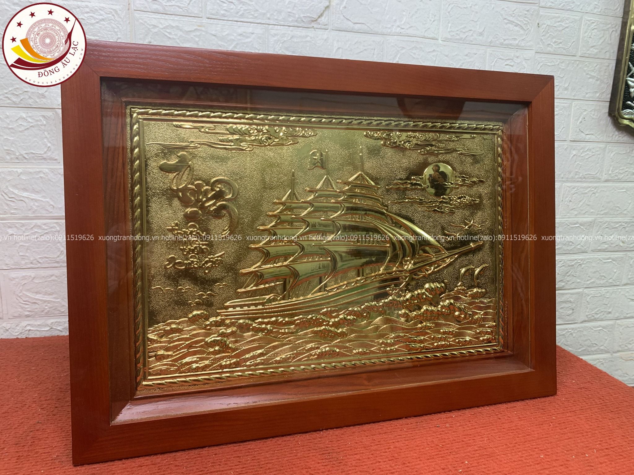 tranh qua tang thuan buom xuoi gio dong vang ma vang 24k kich thuoc 38x54cm mau 3 xuong tranh dong