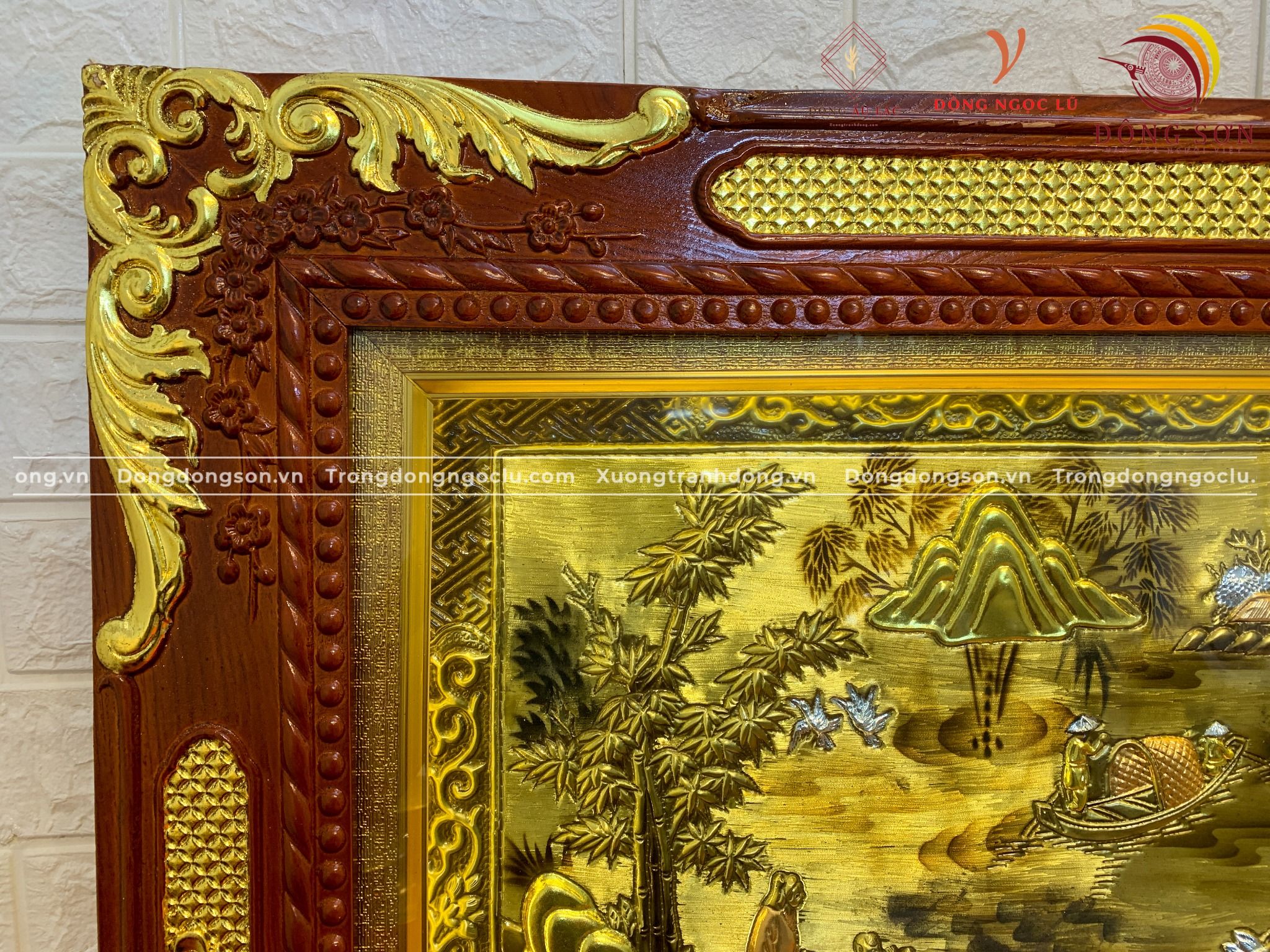 tranh vinh quy bai to bang dong vang dat vang bac khung duc hoa van dat khung kich thuoc 1m7x90cm