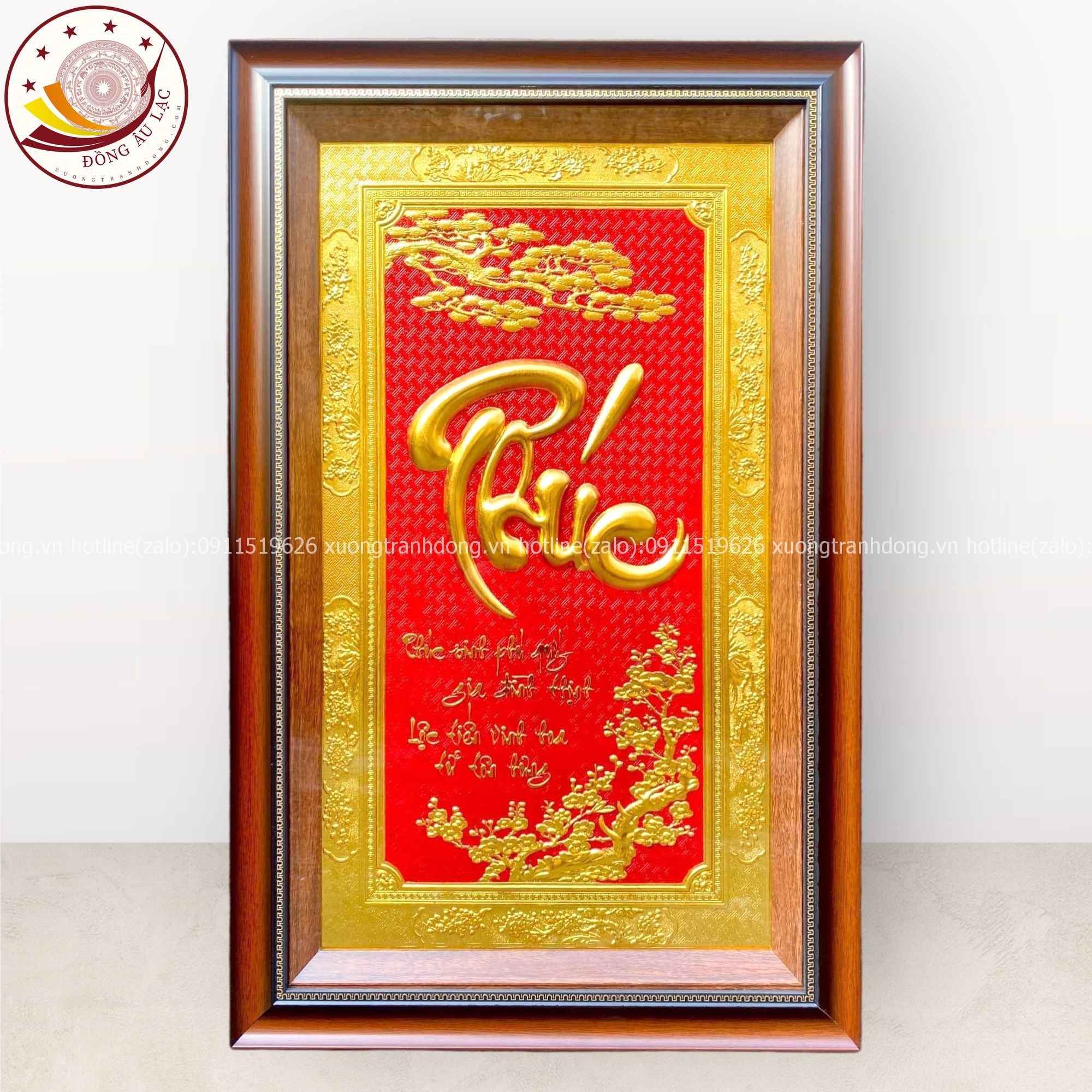 tranh qua tang chu phuc bang dong vang dat vang kich thuoc 50x90cm xuong tranh dong
