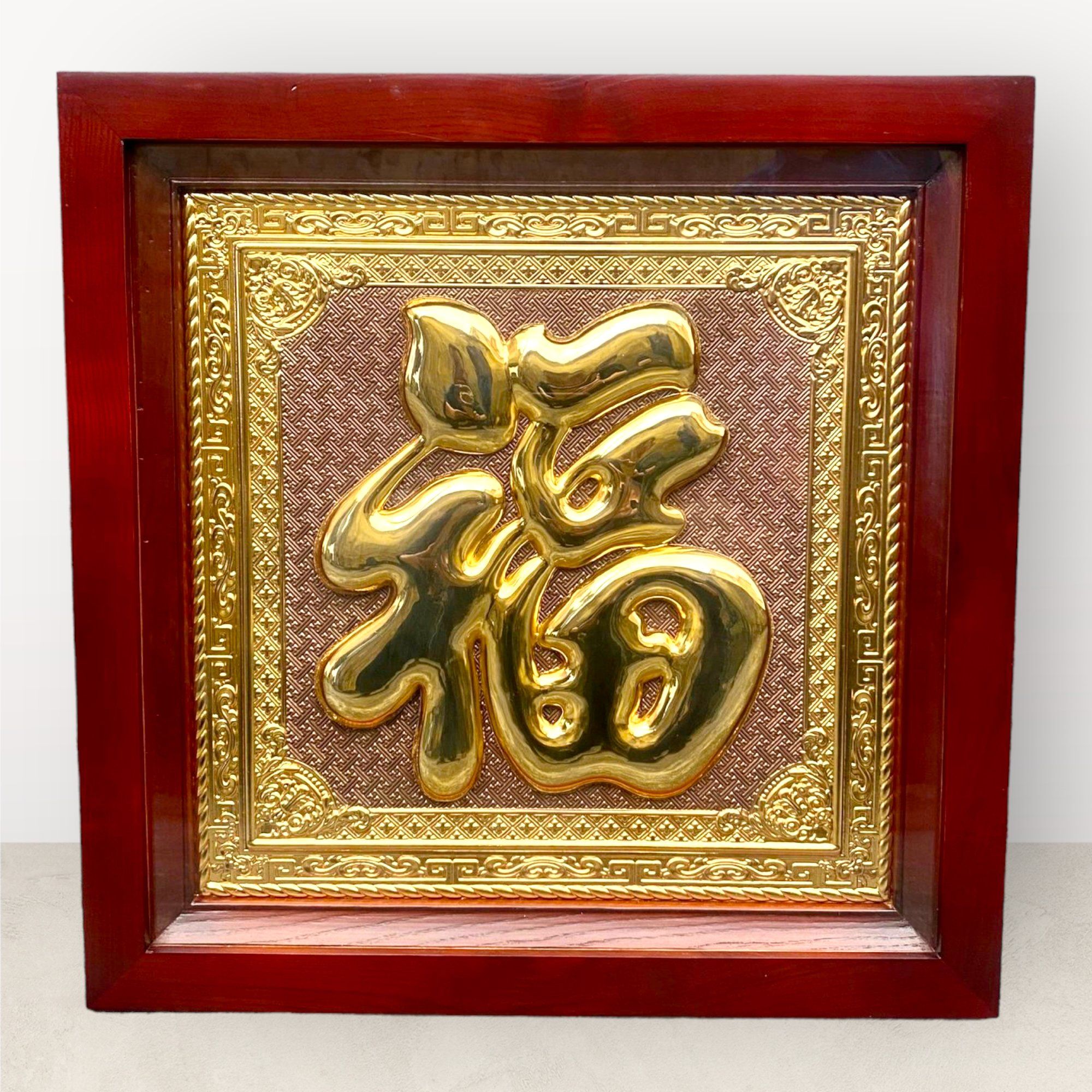 tranh qua tang chu phuc bang dong vang ma vang 24k kich thuoc 48x48cm mau 2 xuong tranh dong