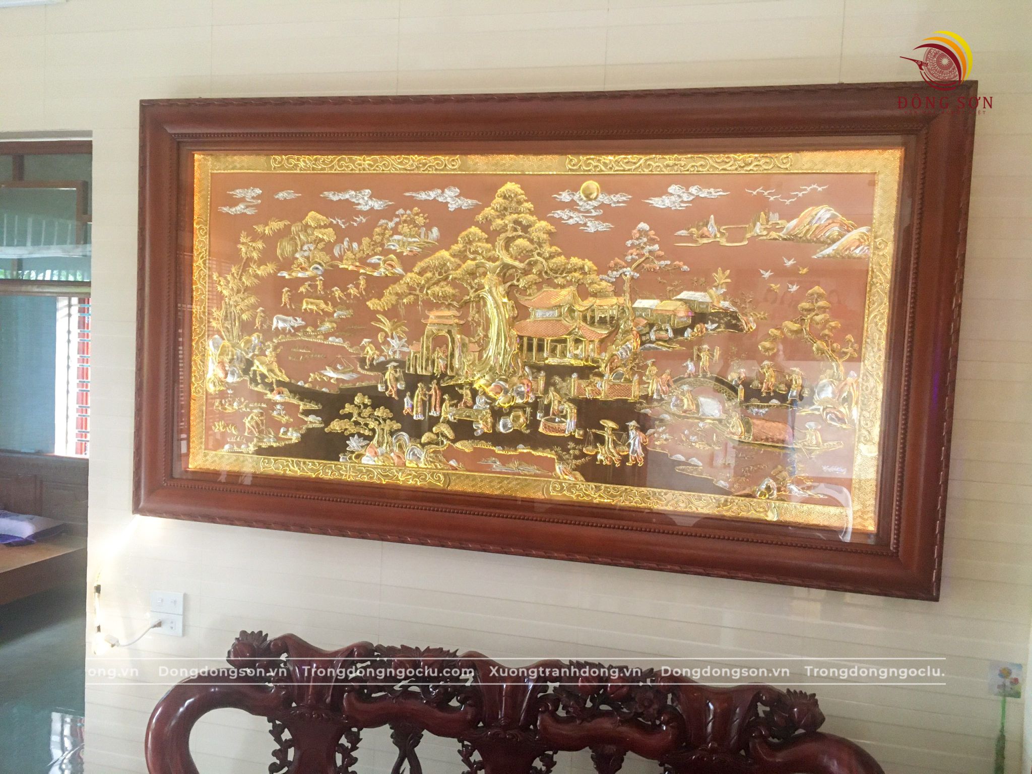 tranh dong que dong vang dat diem vang bac kich thuoc 2m31x1m27