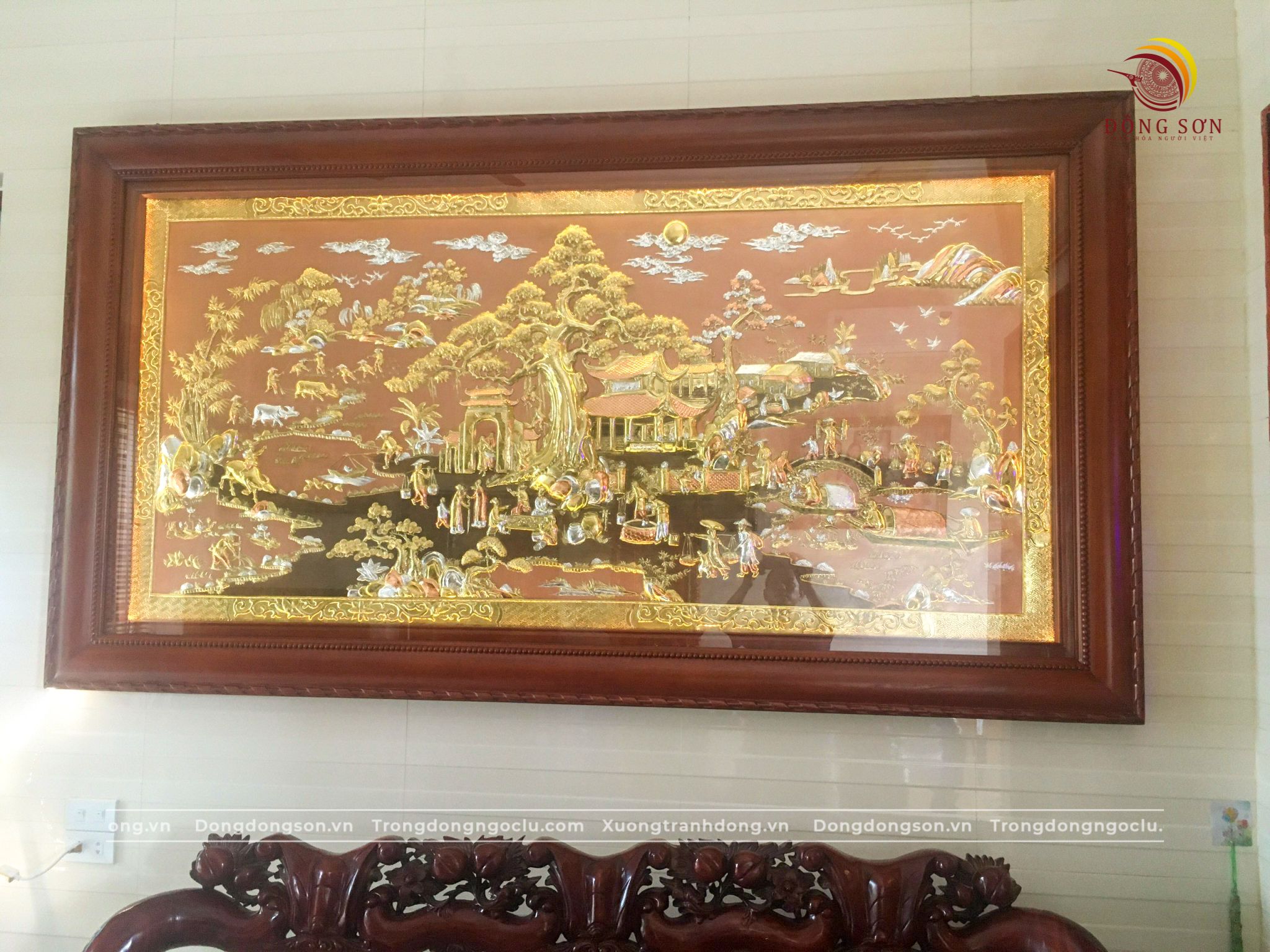tranh dong que dong vang dat diem vang bac kich thuoc 2m31x1m27