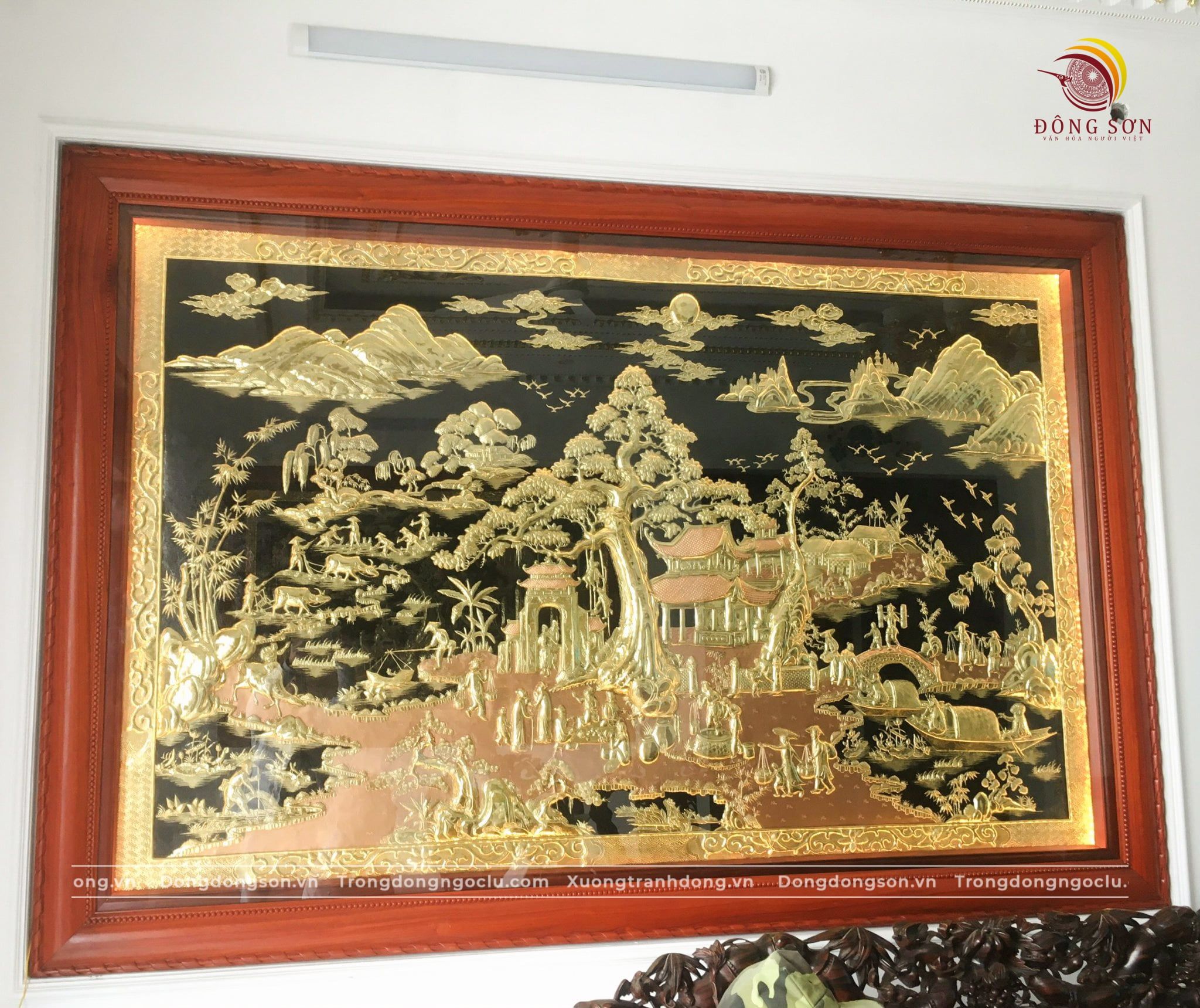 tranh dong que bang dong vang dat vang kich thuoc 2m55x1m55