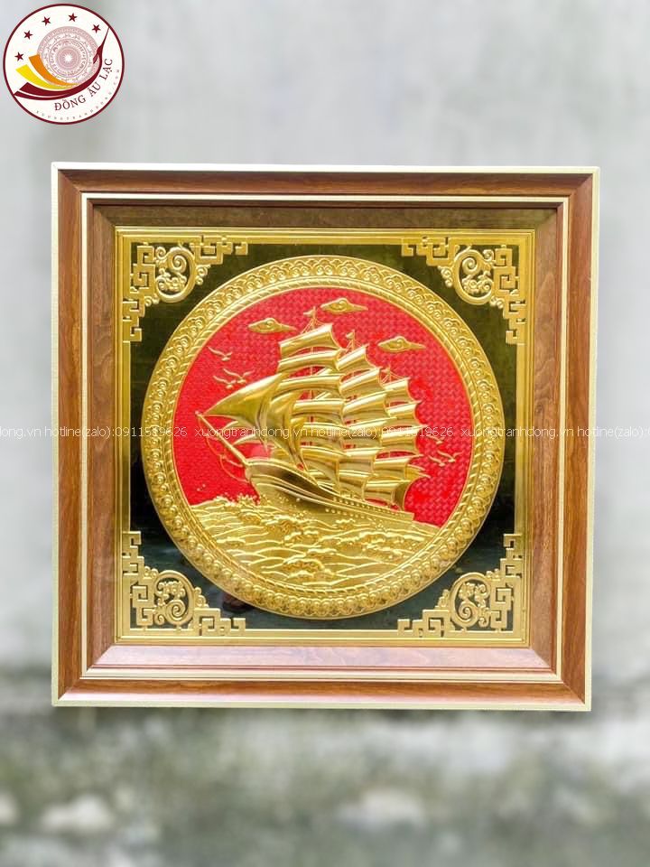 tranh qua tang thuan buom xuoi gio dong vang kich thuoc 68x68cm mau 2 xuong tranh dong