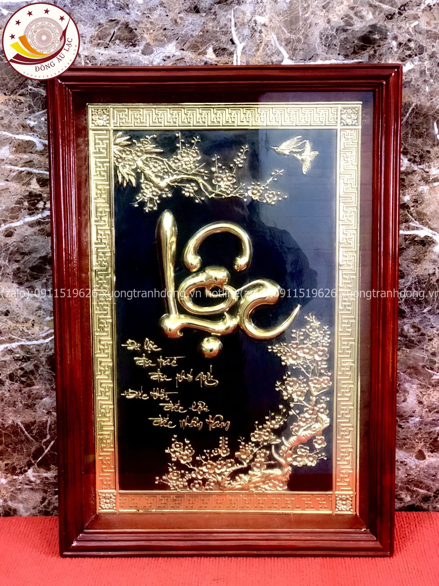 tranh qua tang chu loc bang dong vang kich thuoc 48x68cm mau 2 xuong tranh dong