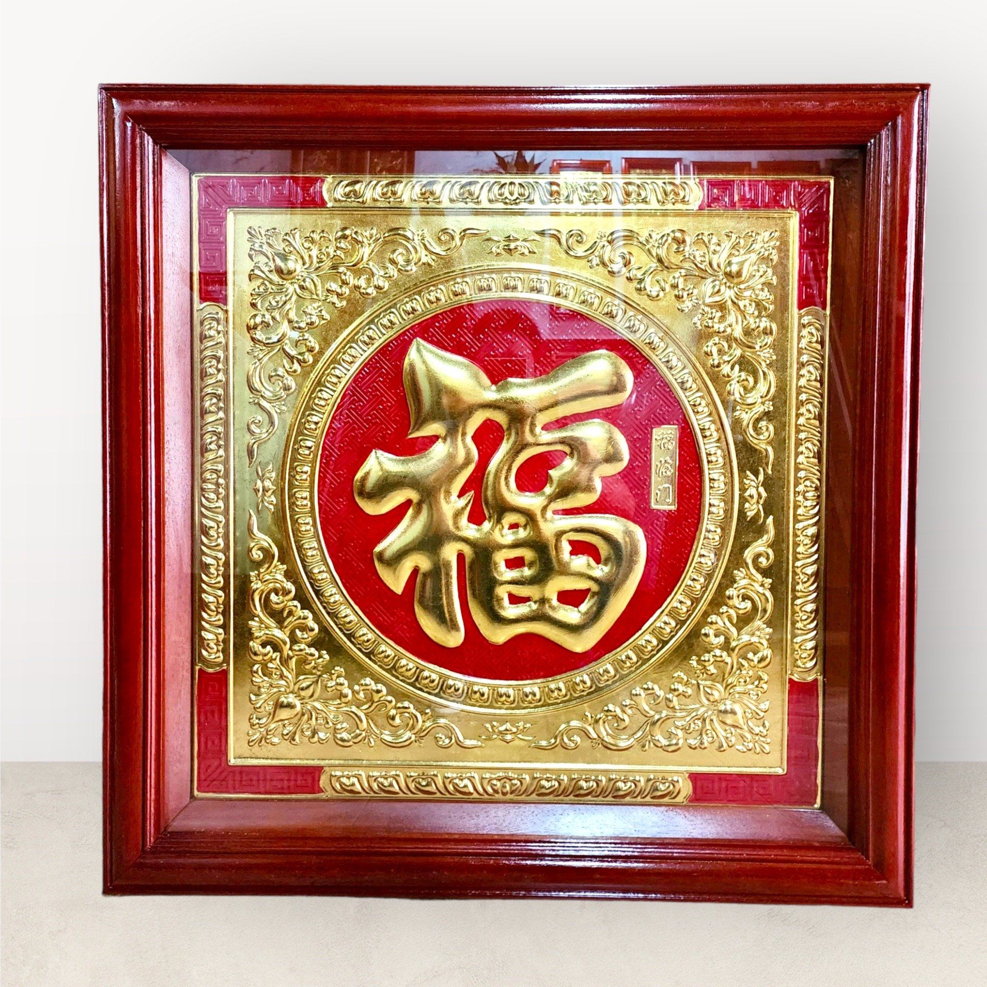 tranh qua tang chu phuc bang dong vang dat vang kich thuoc 70x70cm mau 1 xuong tranh dong