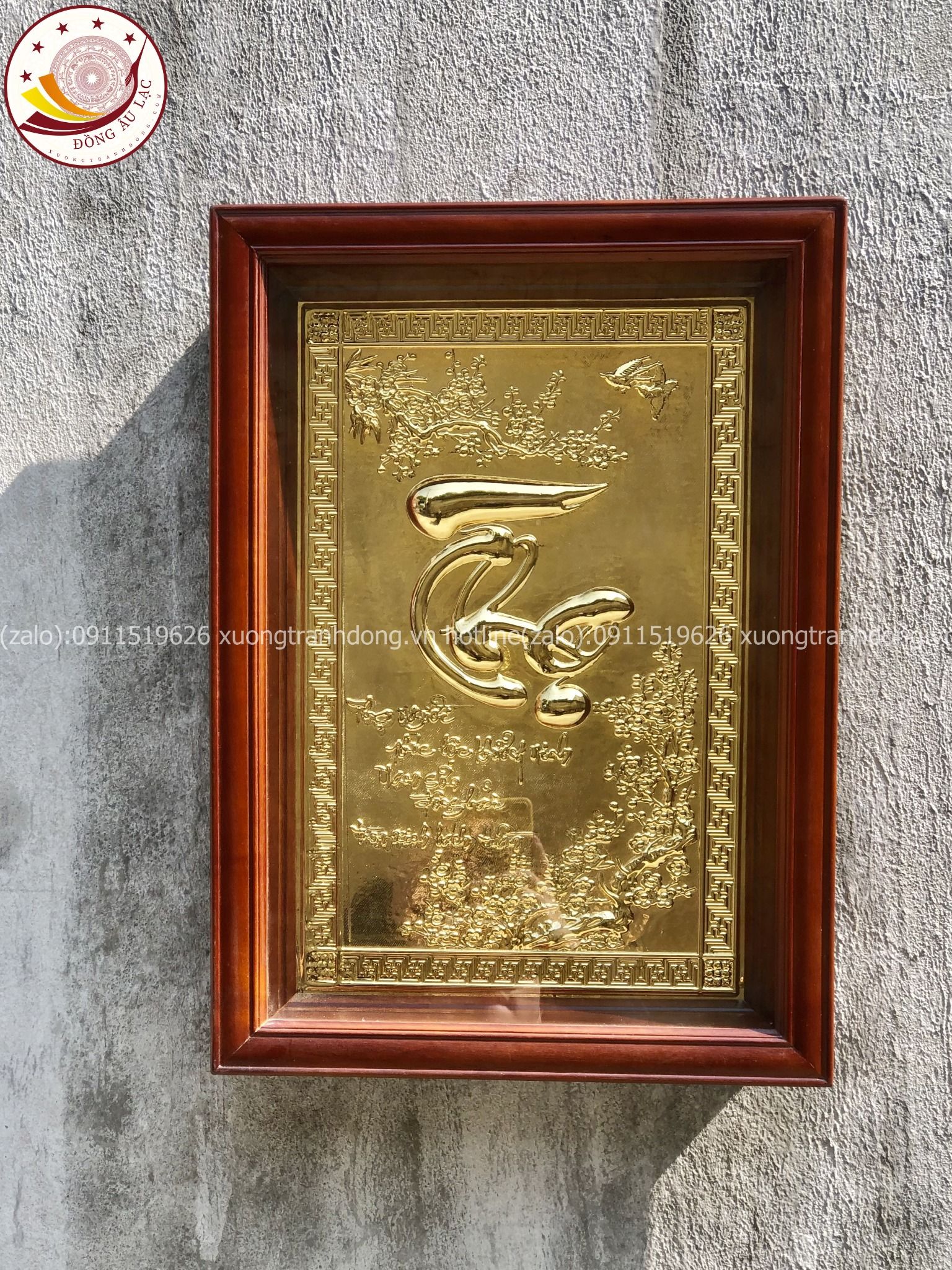 tranh qua tang chu tho bang dong vang ma vang 24k kich thuoc 48x68cm mau 2 xuong tranh dong