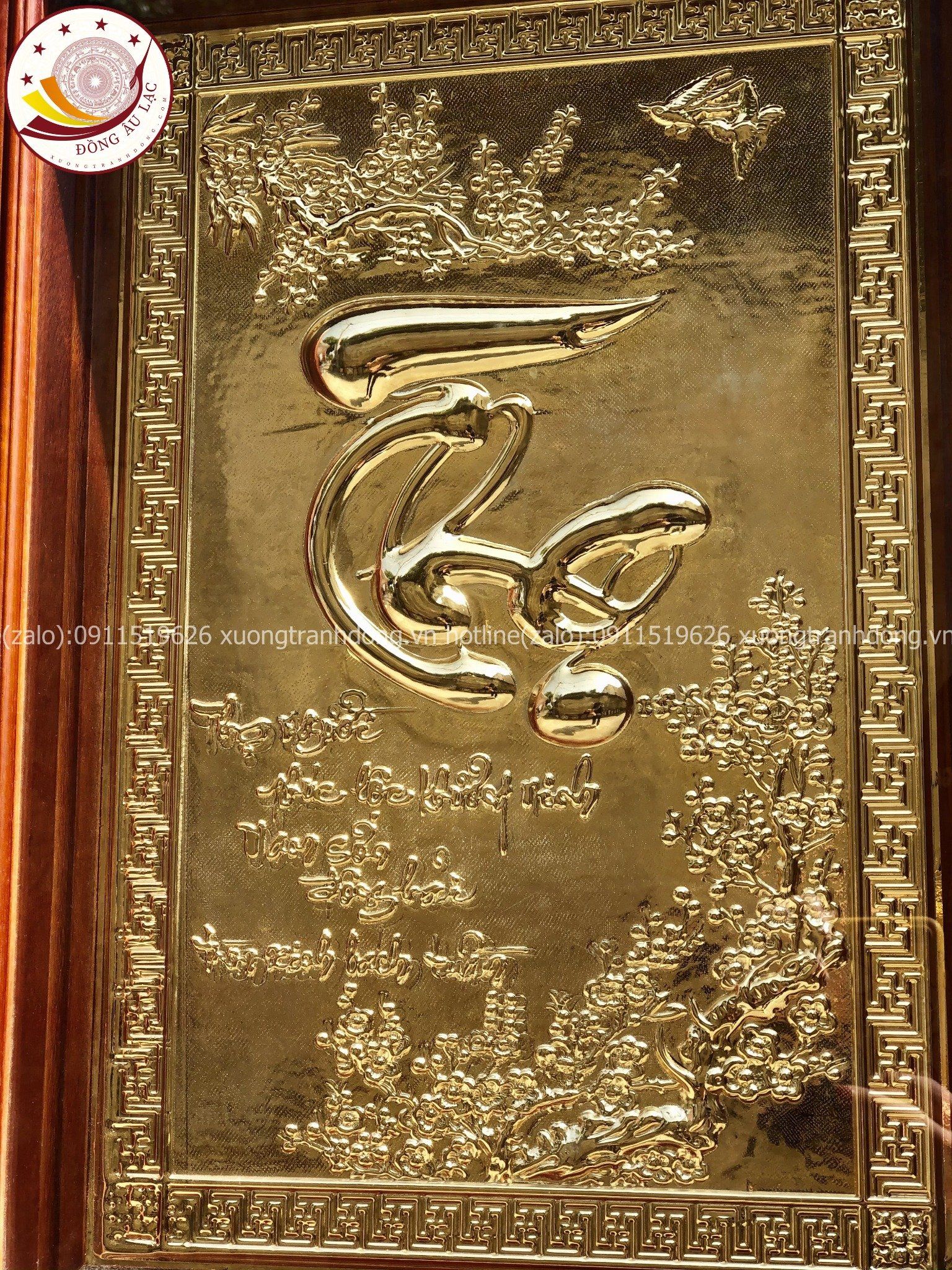 tranh qua tang chu tho bang dong vang ma vang 24k kich thuoc 48x68cm mau 2 xuong tranh dong