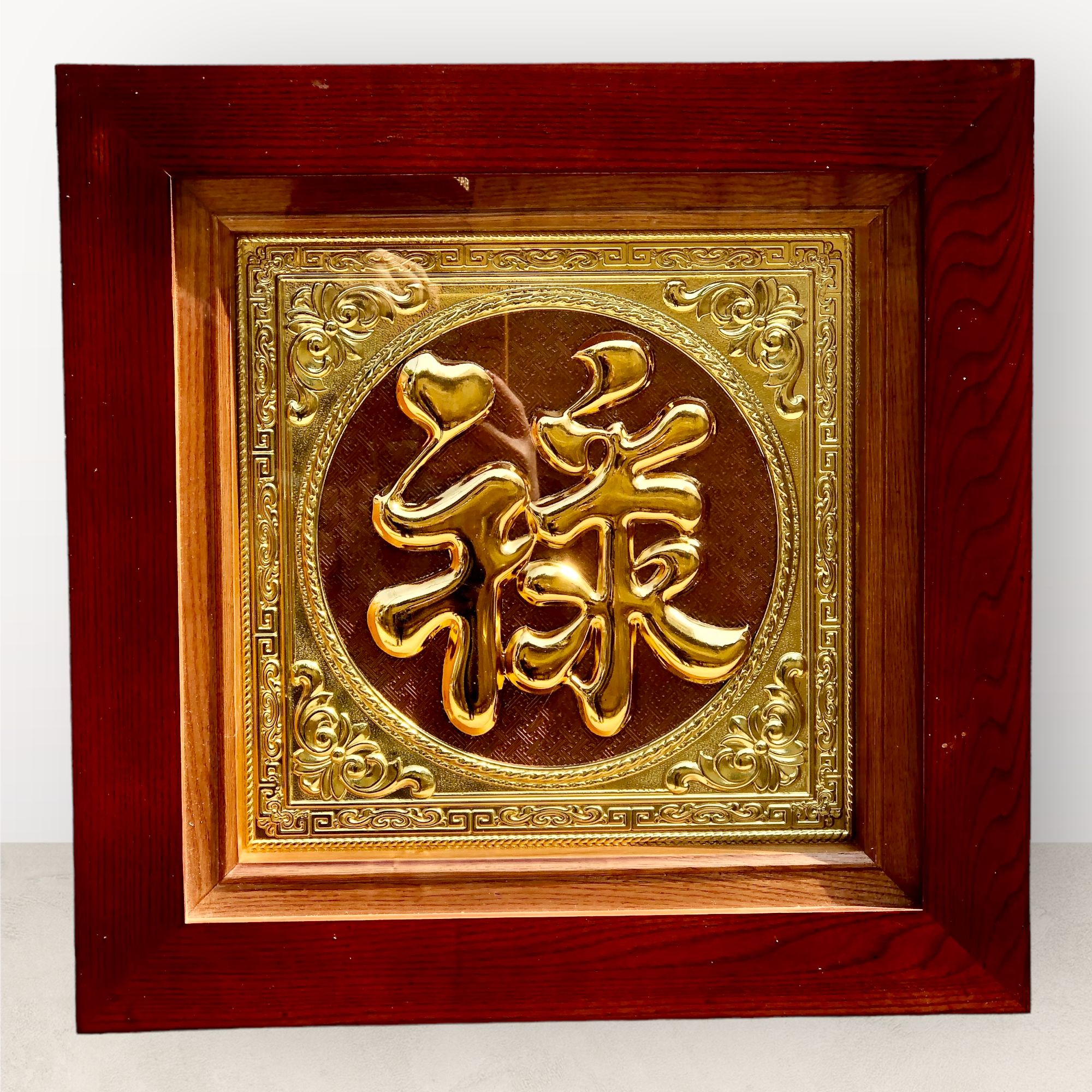 tranh qua tang chu loc bang dong vang ma vang 24k kich thuoc 38x38cm xuong tranh dong