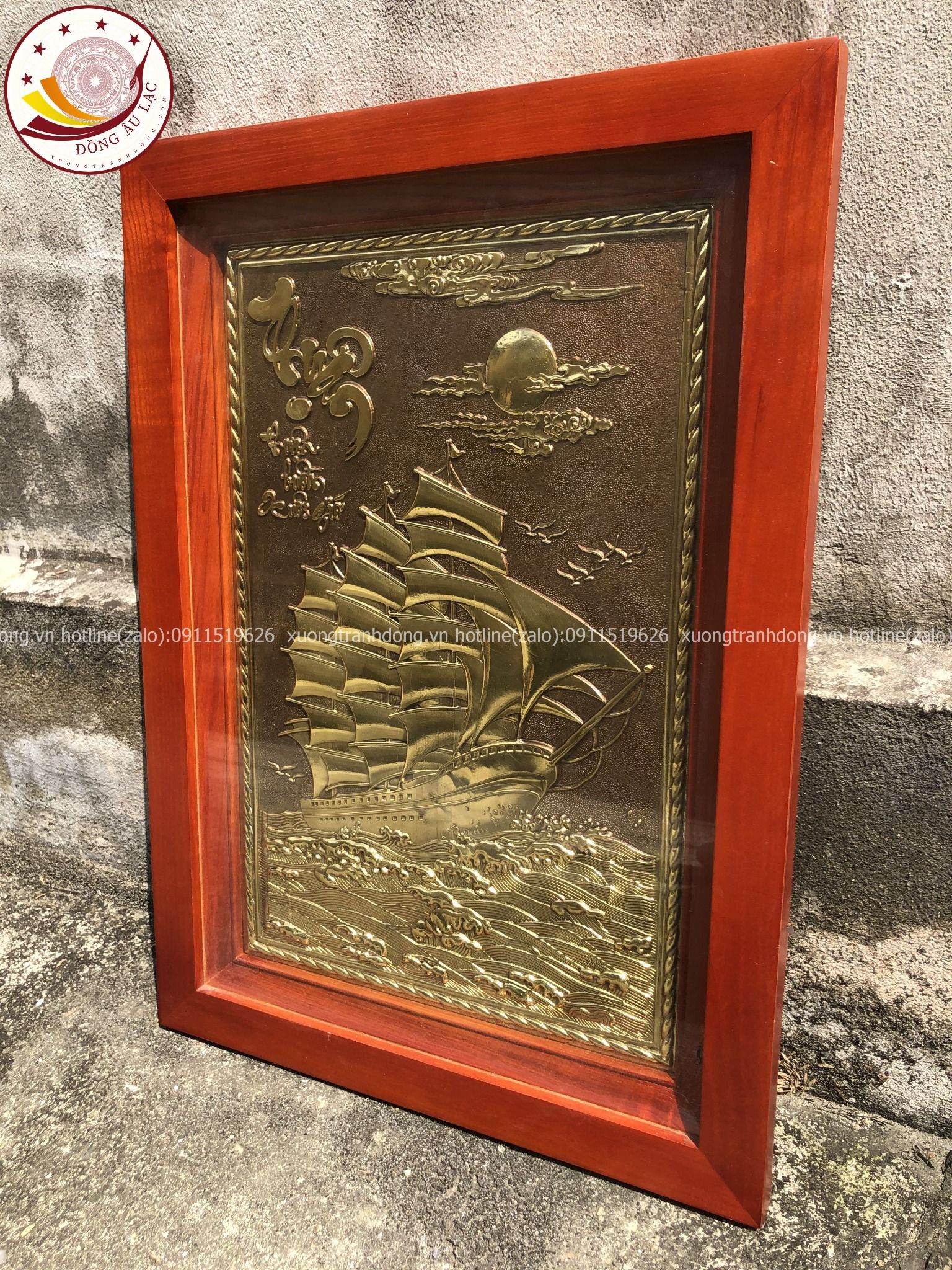 tranh qua tang thuan buom xuoi gio dong vang kich thuoc 38x54cm mau 3 xuong tranh dong