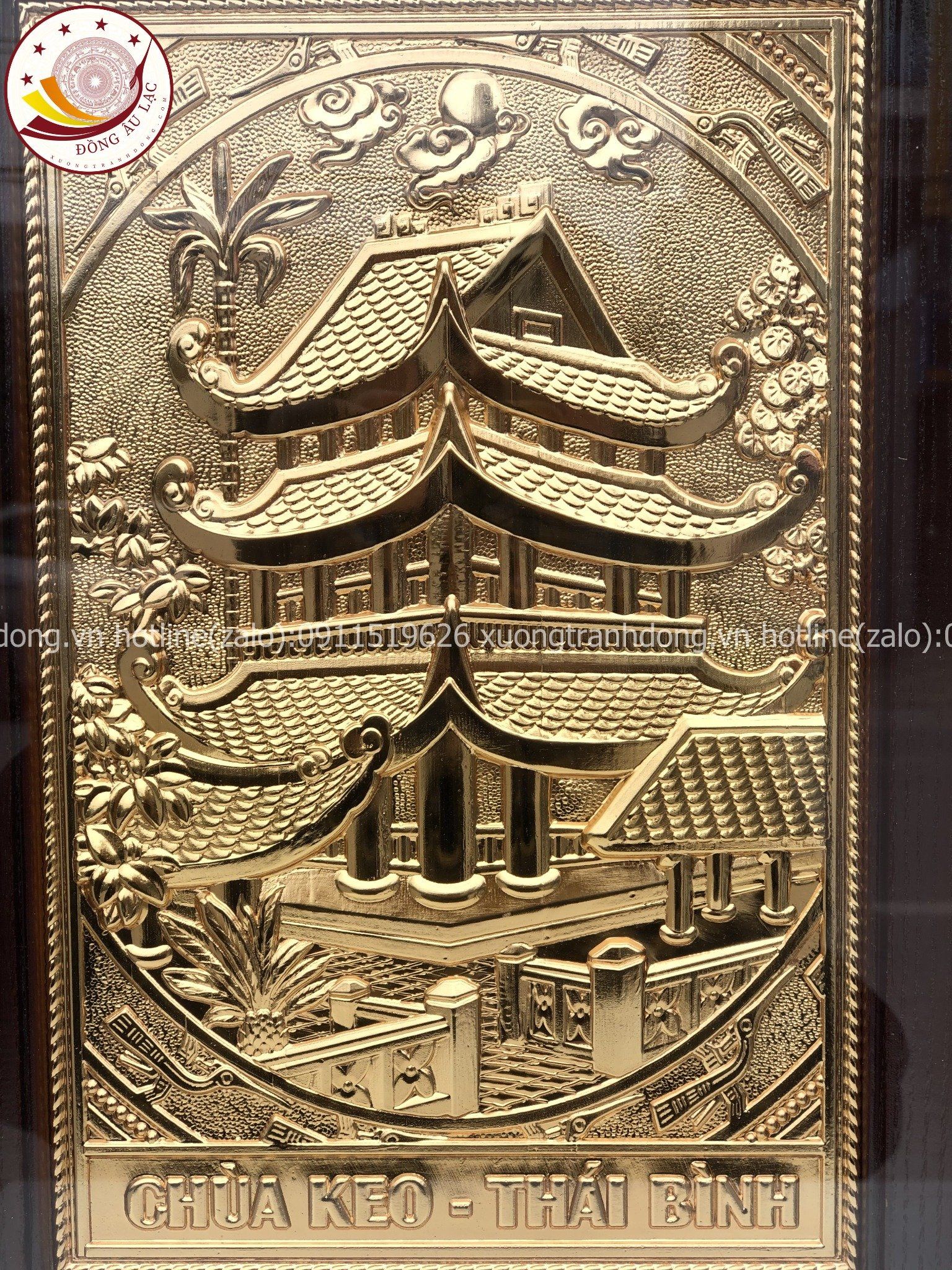 tranh qua tang danh lam chua keo thai binh dong vang dat vang 24k kich thuoc 28x38cm mau 2 xuong tranh dong
