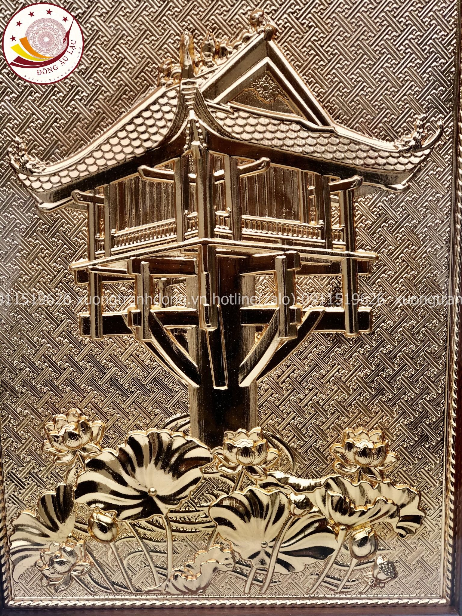 tranh qua tang danh lam chua mot cot dong vang dat vang 24k kich thuoc 28x38cm xuong tranh dong