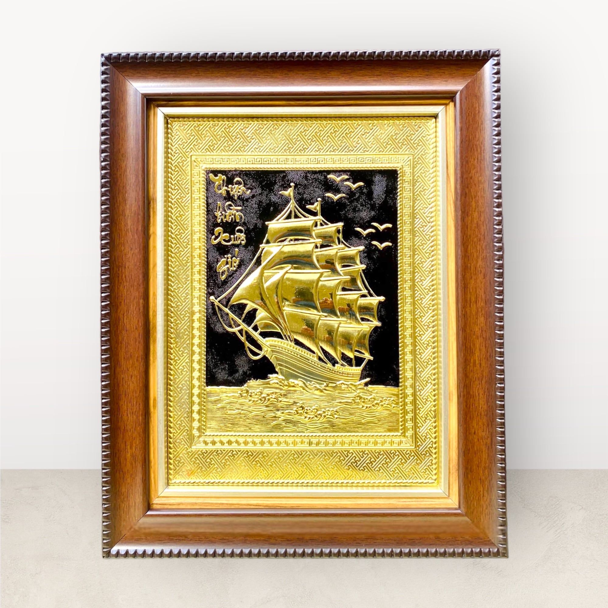 tranh qua tang thuan buom xuoi gio dong vang kich thuoc 28x34cm mau 8 xuong tranh dong