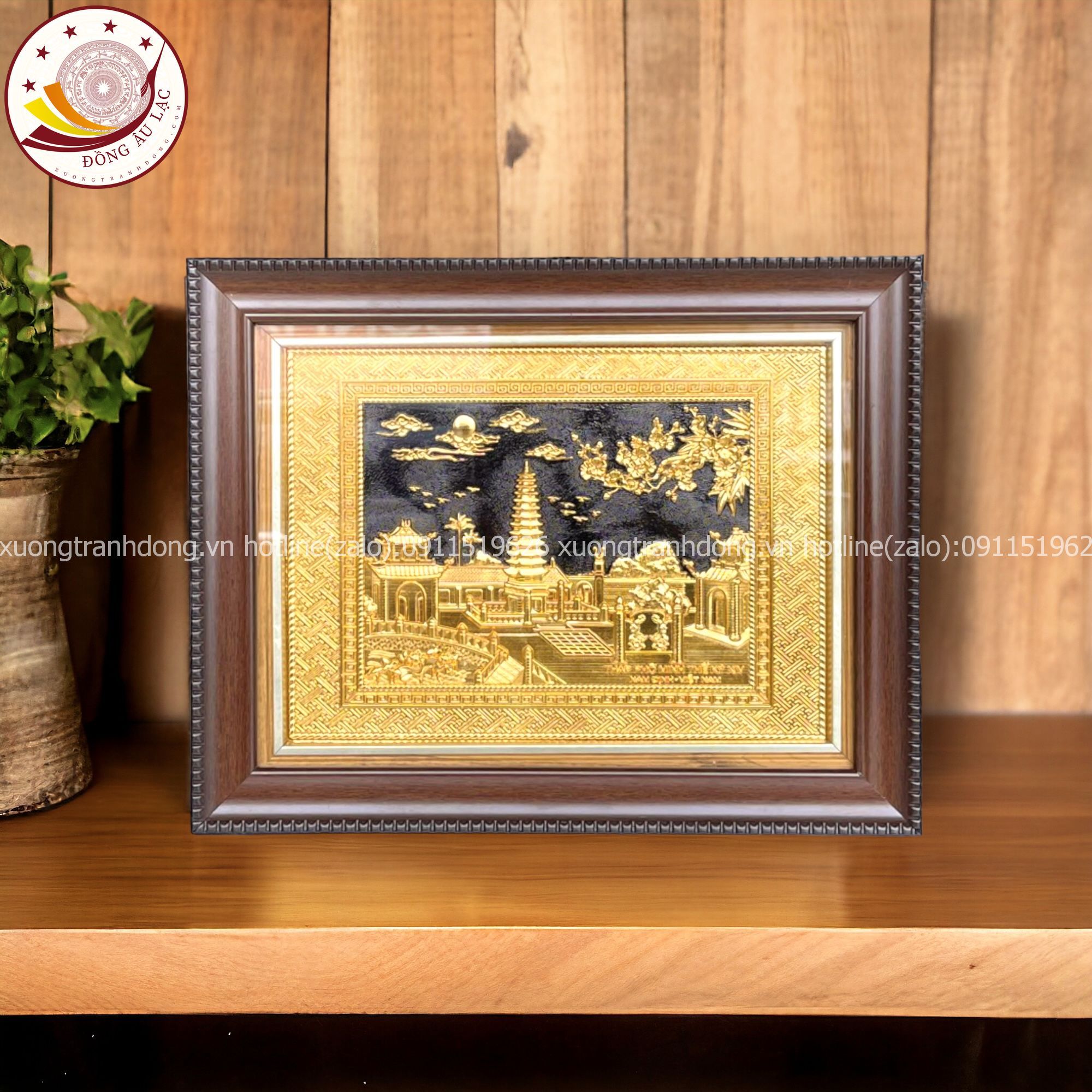 tranh qua tang danh lam thap pho minh the ki xiv bang dong ma vang 24k vang kich thuoc 28x34cm mau 1 xuong tranh dong