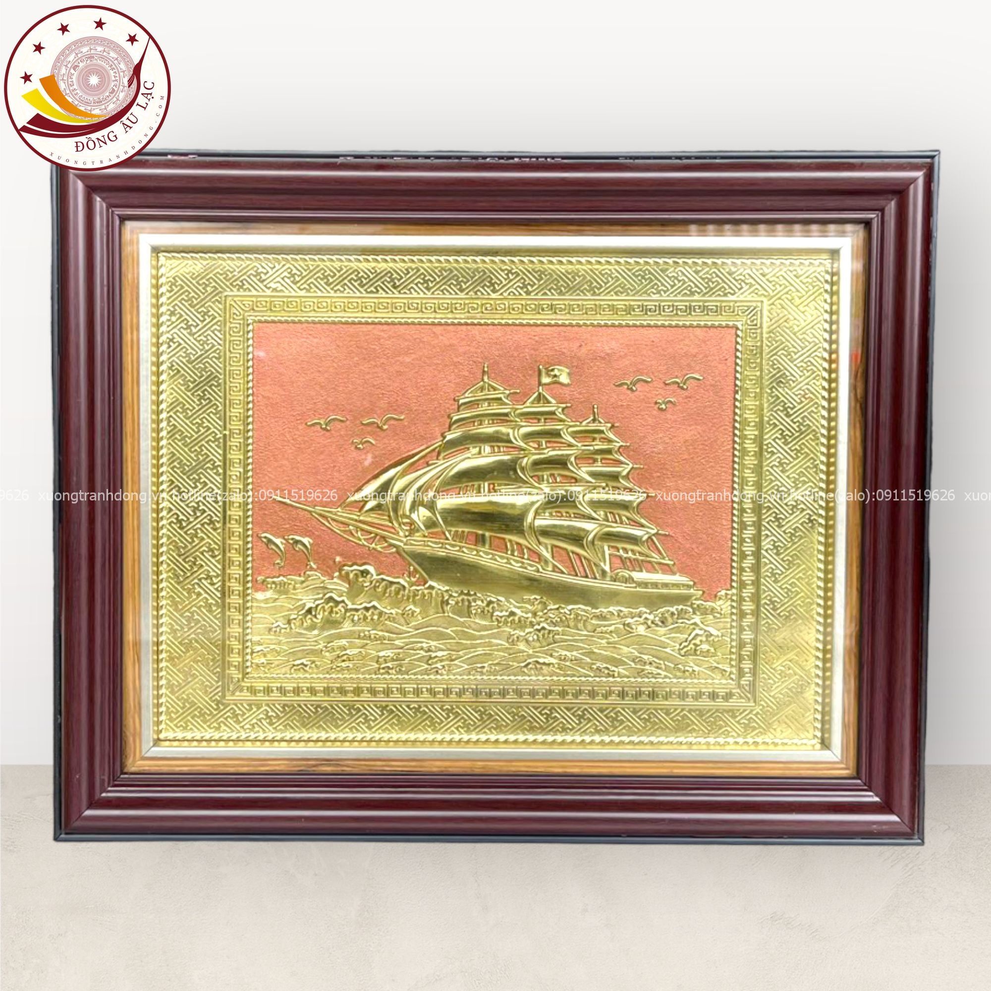 tranh qua tang thuan buom xuoi gio dong vang kich thuoc 28x34cm mau 1 xuong tranh dong