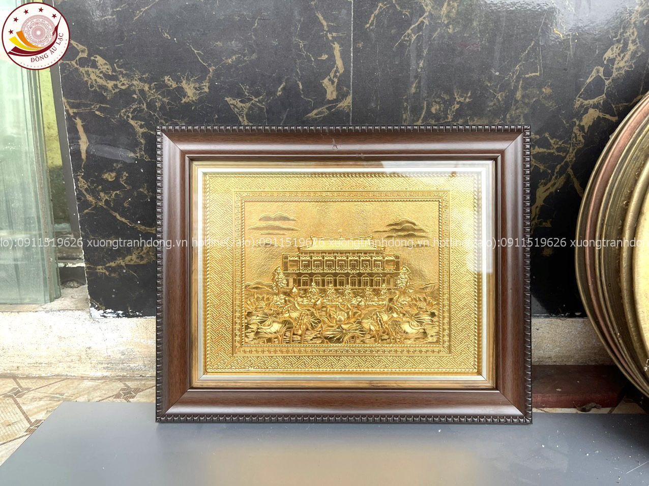 tranh qua tang danh lam ben nha rong bao tang ho chi minh dong vang ma vang 24k kich thuoc 28x34cm mau 2 xuong tranh dong