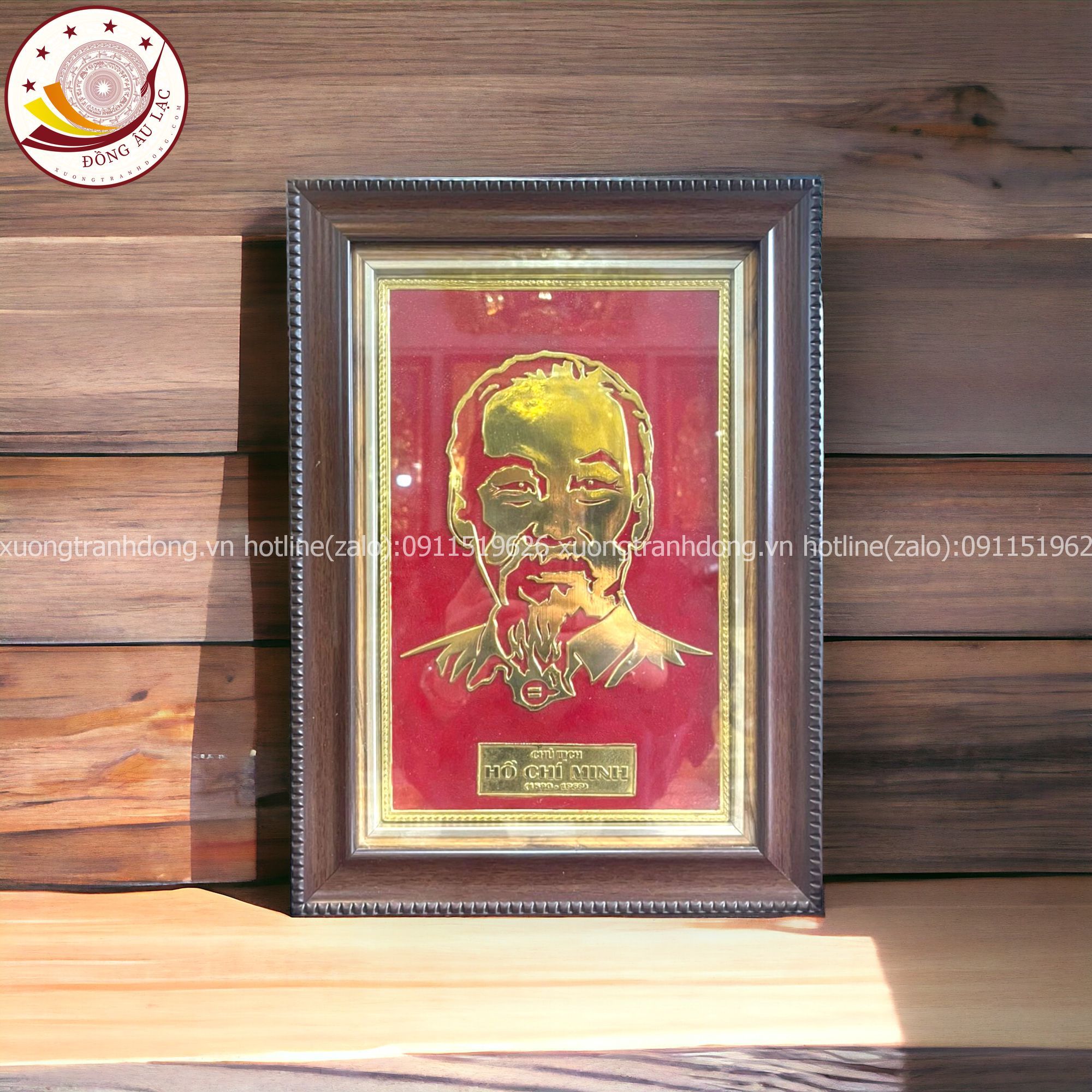 tranh qua tang danh nhan tranh bac ho bang dong vang kich thuoc 28x38cm xuong tranh dong